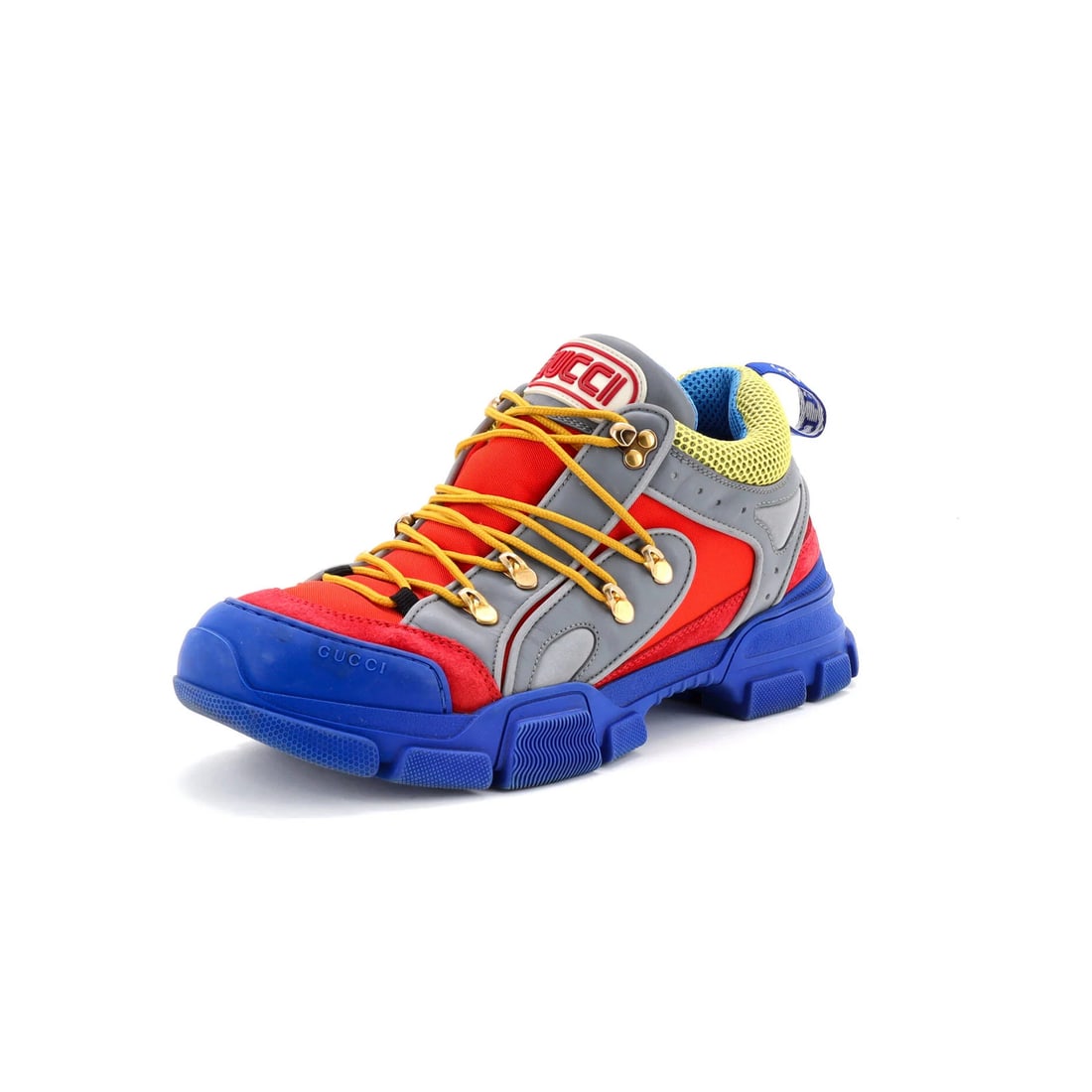 Sneakers Leather Suede Mesh Gucci Flashtrek SEGA: Sneakers Leather Suede Mesh Gucci Flashtrek SEGA Sneakers from Gucci's Flashtrek SEGA collection, featuring a unique blend of leather, suede, and mesh materials. The multicolor upper boasts a mix of