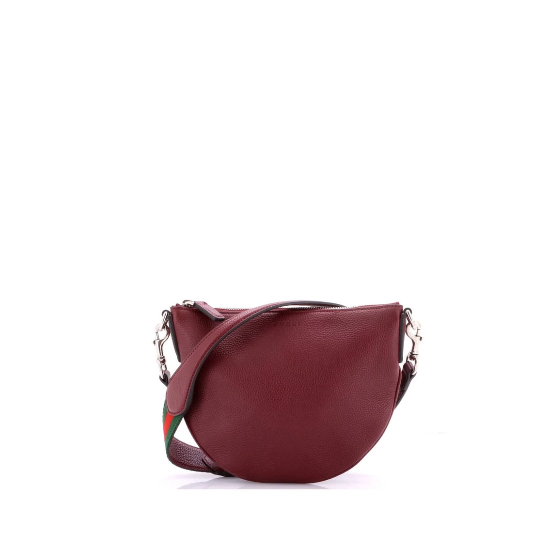 Small leather bag crossbody Gucci: Small leather bag crossbody Gucci Burgundy leather Gucci crossbody bag with silver hardware, featuring a small size and neutral interior. The bag boasts minor creases, scuffs, and scratches, adding a