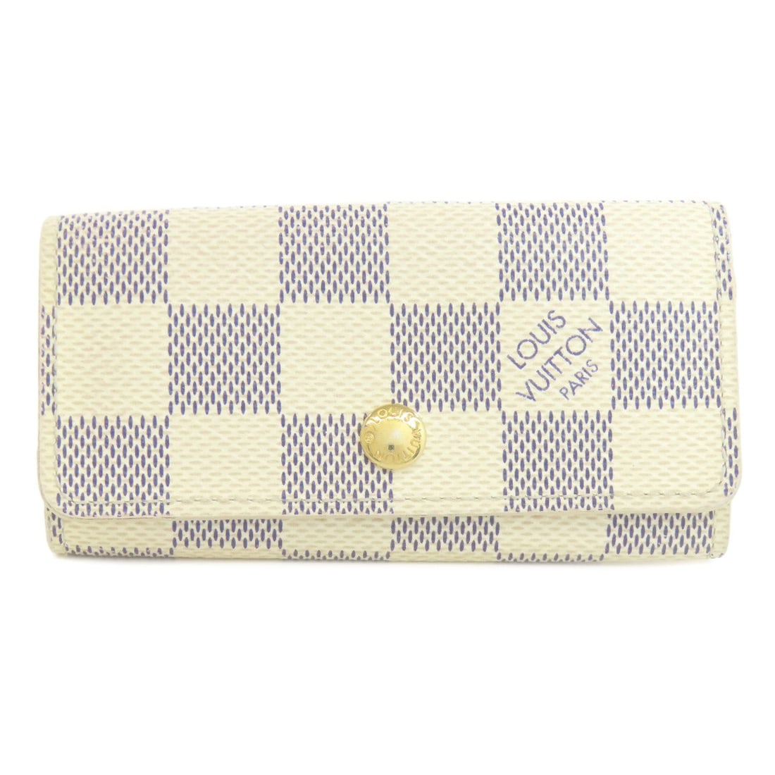 Multicles4 Damier Canvas Key Holder Louis Vuitton N60020: Multicles4 Damier Canvas Key Holder Louis Vuitton N60020 White Damier canvas key holder from LOUIS VUITTON, a classic accessory with a timeless design. This key holder features a signature and is made