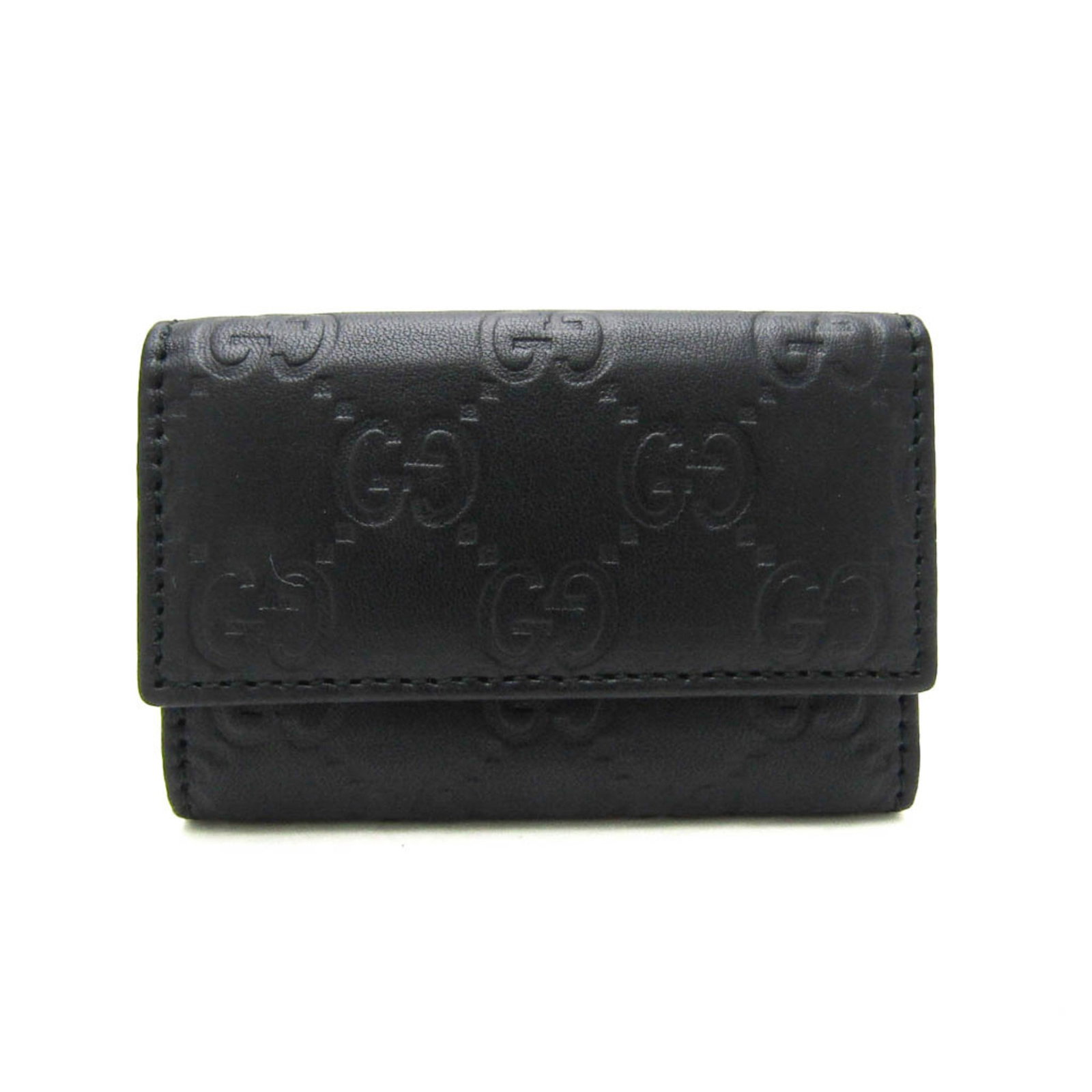 Keycase Leather Gucci: Keycase Leather Gucci Keycase Leather Gucci is a sleek and functional accessory, featuring a black leather design with a snap closure and six key hooks. The compact size and open pocket provide ample 