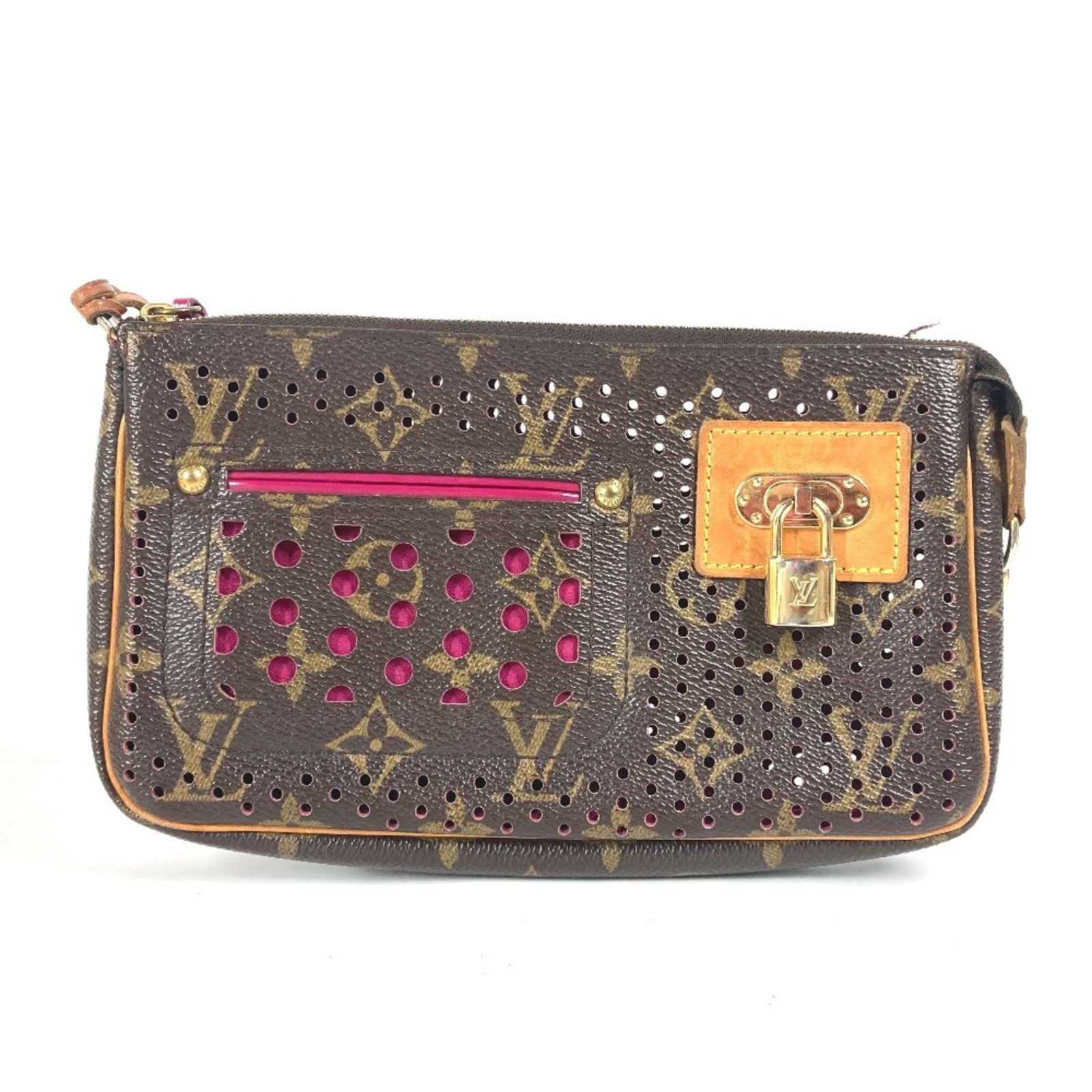 Shoulder Bag Monogram Pochette Louis Vuitton: Shoulder Bag Monogram Pochette Louis Vuitton Monogram Pochette in Fuchsia Pink. This Louis Vuitton shoulder bag features the iconic monogram pattern in a vibrant fuchsia pink hue, adding a pop of