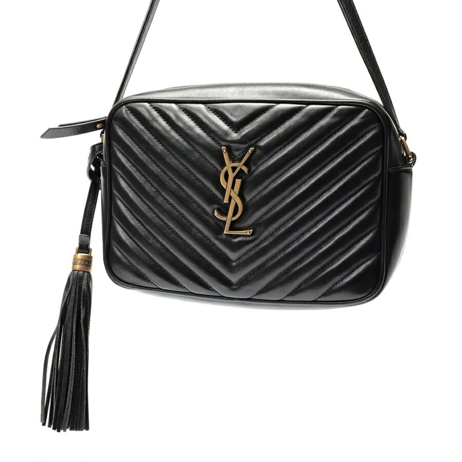 Shoulder Bag Quilting by Saint Laurent: Shoulder Bag Quilting by Saint Laurent Quilting by Saint Laurent, a unique and stylish shoulder bag from Italy, boasts a striking black color and compact dimensions. Measuring 15cm x 22cm x 6cm, this 
