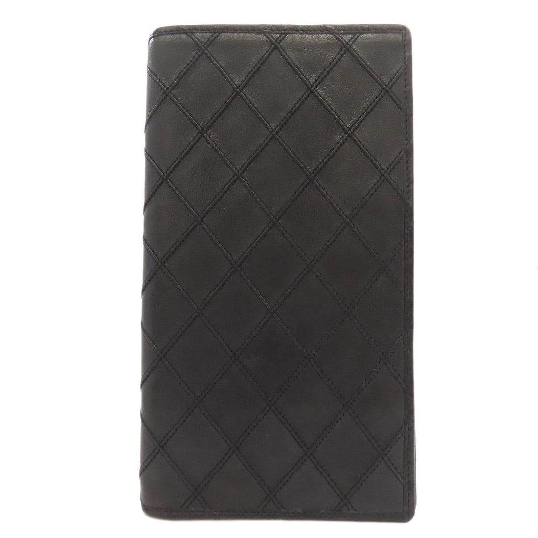 Long Calf Wallet Stitch Chanel With Coin Pocket: Long Calf Wallet Stitch Chanel With Coin Pocket Black Calf Long Wallet with Coin Pocket from CHANEL, featuring a classic design with a signature. This stylish wallet boasts a sleek black exterior and