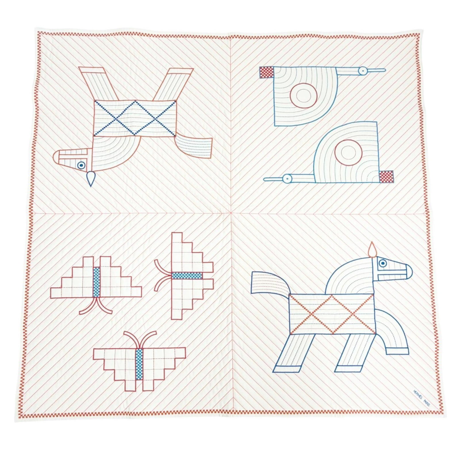 Hermes Quilted Cover Animaux Natte Wool Cashmere Ecru Blanket 120 X Cm Made In Germany Women'S: Hermes Quilted Cover Animaux Natte Wool Cashmere Ecru Blanket 120 X Cm Made In Germany Women'S Made in Germany, this Hermes Quilted Cover Animaux Natte Wool Cashmere Ecru Blanket boasts a unique