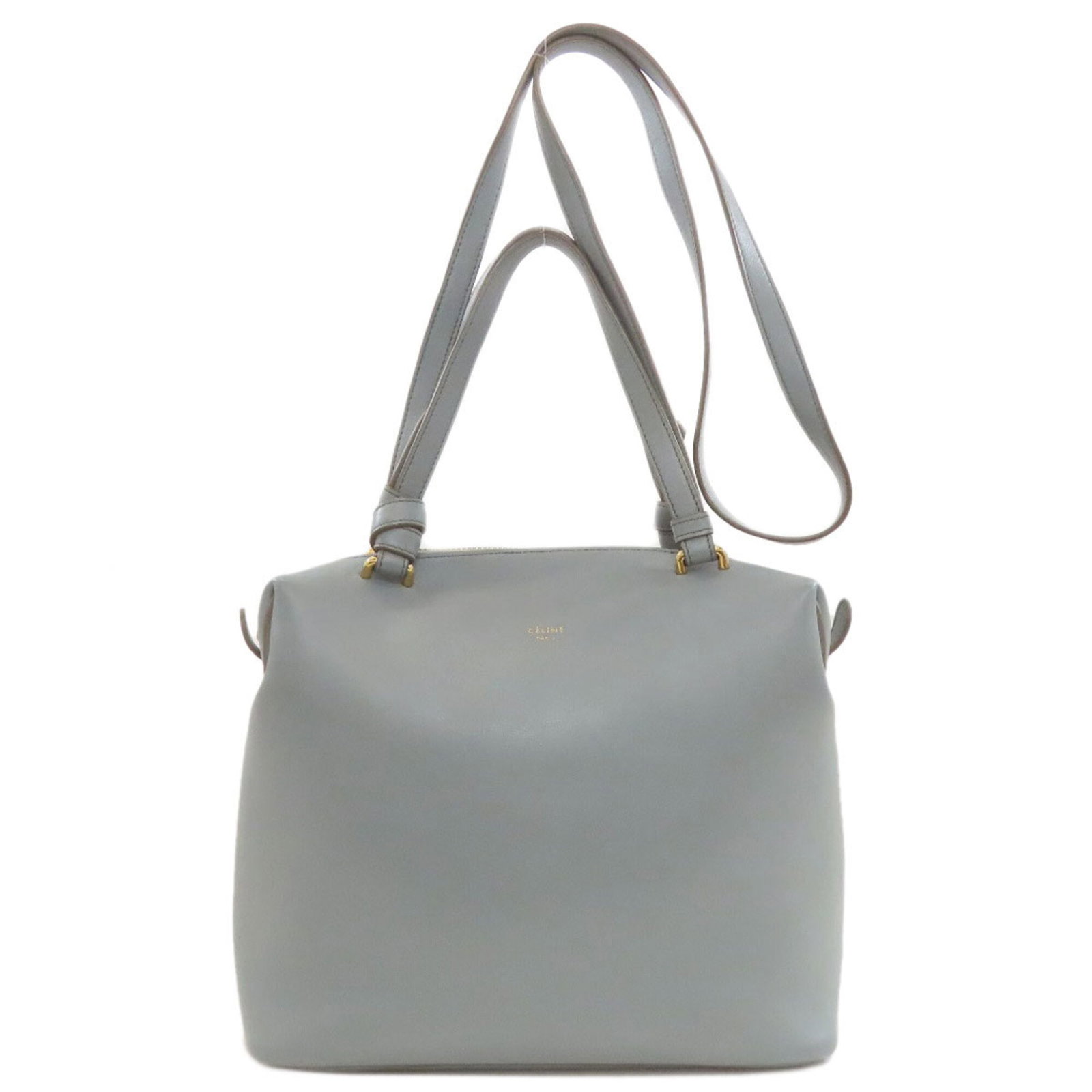 Celine Handbag Leather: Celine Handbag Leather Gray Celine Handbag Leather. Made from high-quality leather, this 19.5cm x 24cm x 11cm handbag features a classic design with clean lines and a timeless gray color. The bag's co