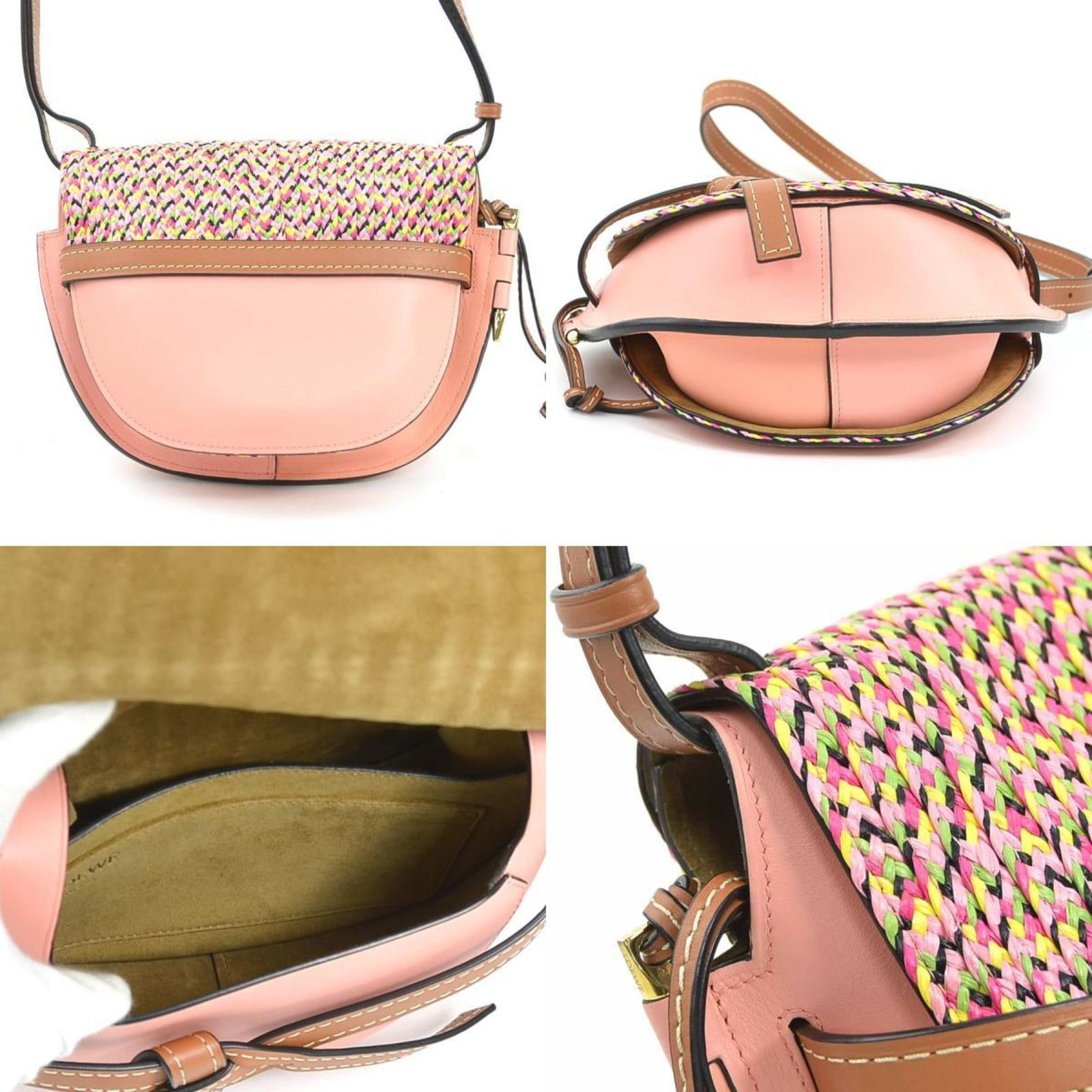 Shoulder Bag Leather Raffia Loewe - 3