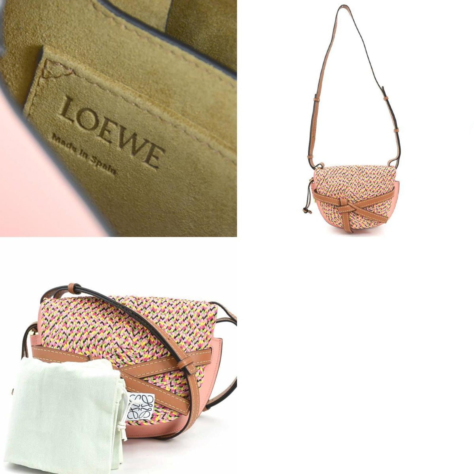 Shoulder Bag Leather Raffia Loewe - 5