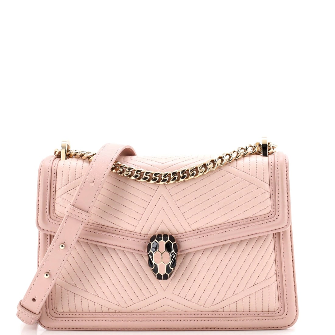 Serpenti Forever Small Quilted Leather Bag Bvlgari Shoulder: Serpenti Forever Small Quilted Leather Bag Bvlgari Shoulder Small Quilted Leather Bvlgari Serpenti Forever Shoulder Bag in Pink.This cross body bag features quilted leather exterior in a vibrant pink