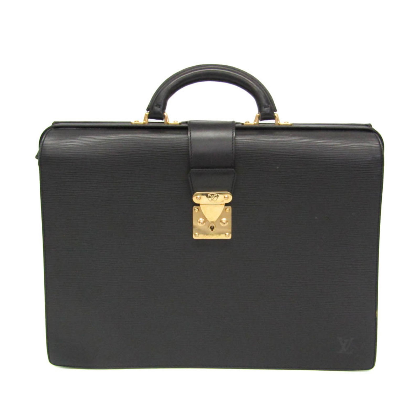 Epi Leather Louis Vuitton Briefcase: Epi Leather Louis Vuitton Briefcase The Epi Leather Louis Vuitton Briefcase boasts sleek black Epi leather, gold hardware, and a slide lock closure, making it a stylish and functional accessory. With