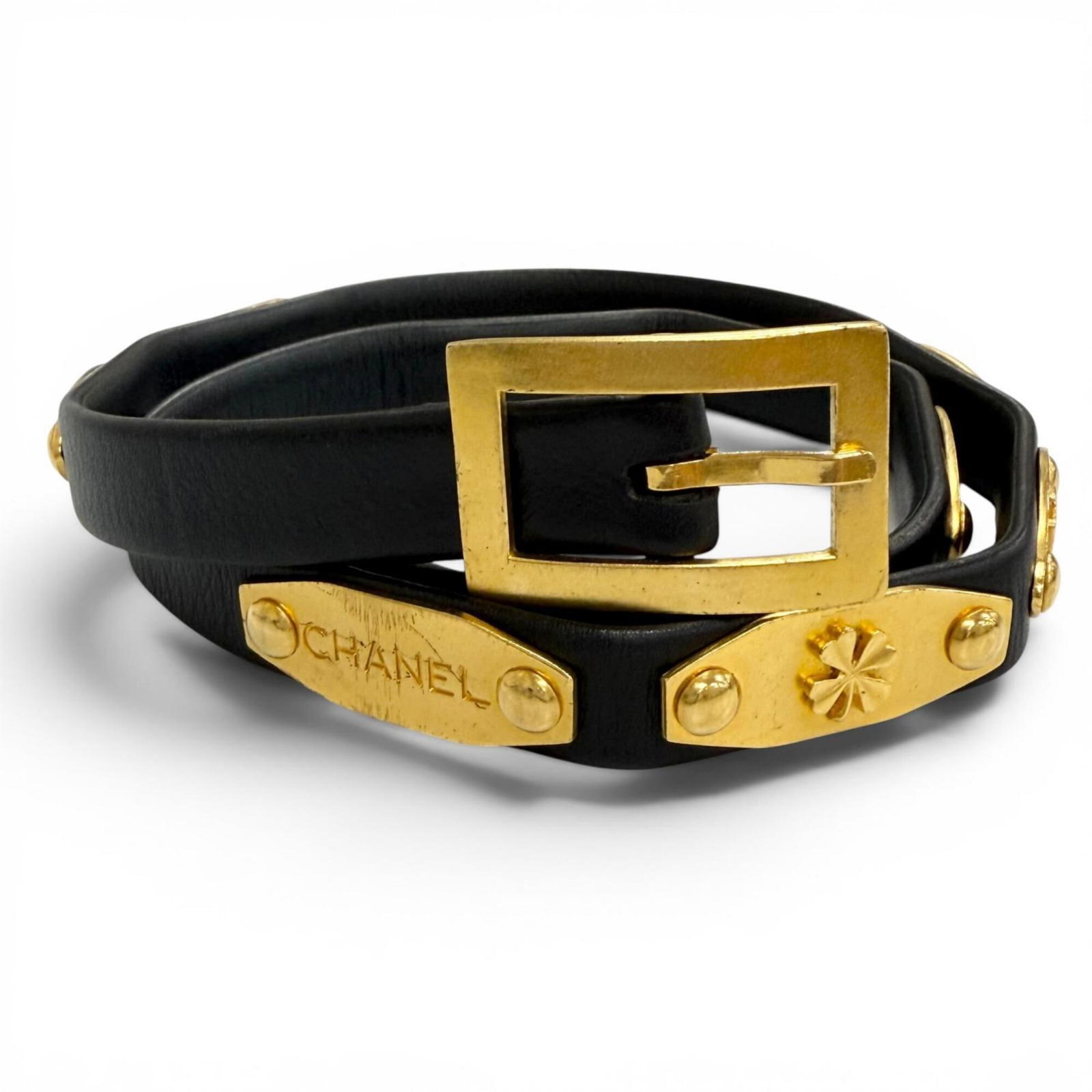 Chanel Standard Belt: Chanel Standard Belt Black leather standard belt from Chanel, made in France with a length of 66cm-70cm, perfect for adding a touch of timeless elegance to any outfit. Item Specifics: Brand: Chanel