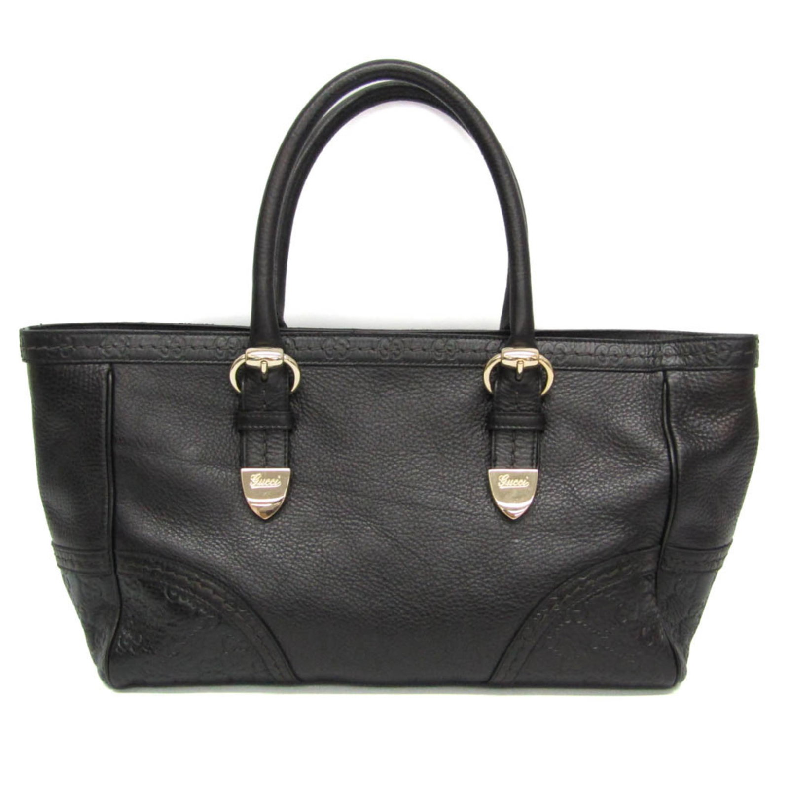 Gucci Tote Bag Leather: Gucci Tote Bag Leather Black Gucci Tote Bag with Leather Material, Zipper Pocket, and Phone Holder. This 185566 Guccissima tote bag features a classic design with a maximum width of approximately