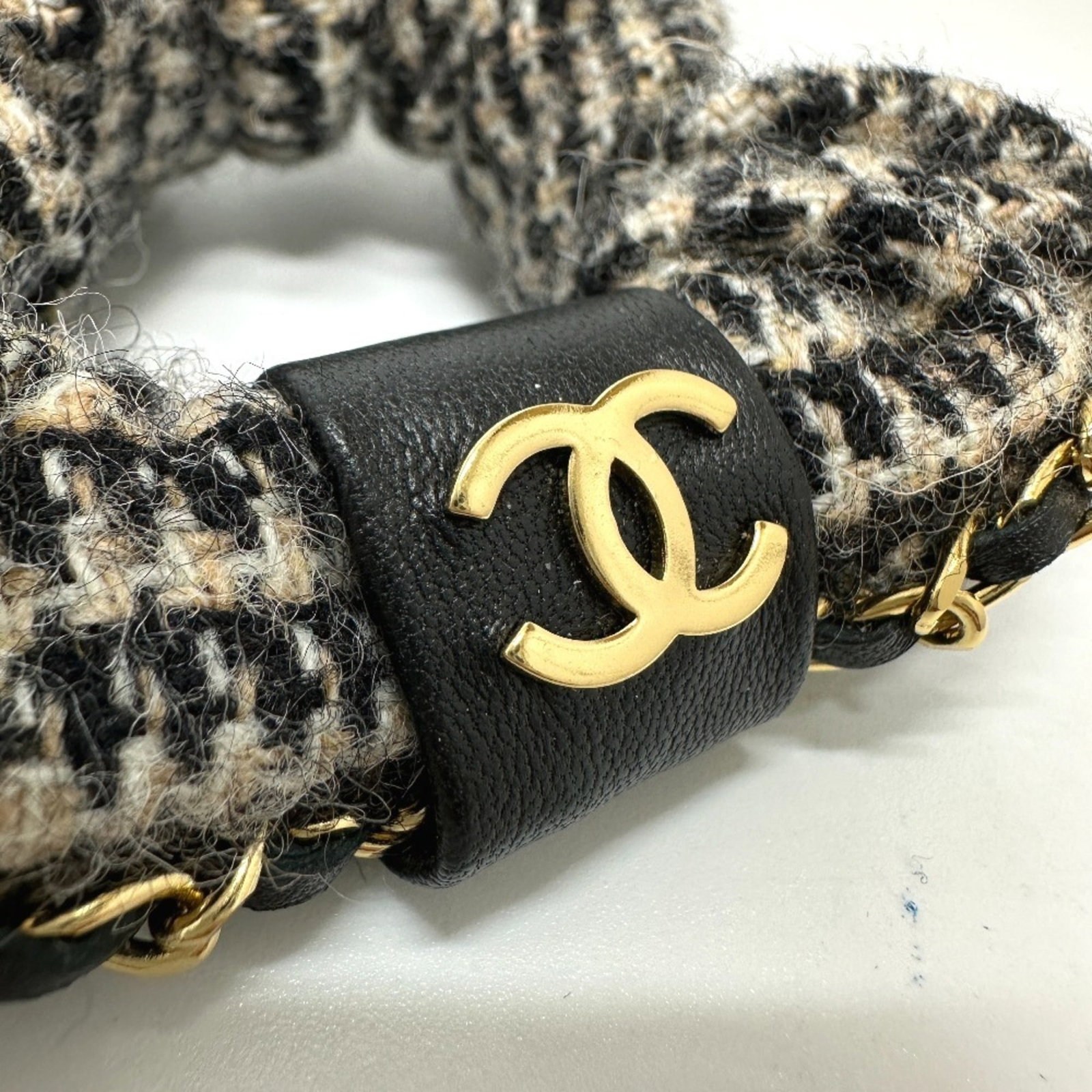 Cotton Leather Scrunchie Chanel - 2