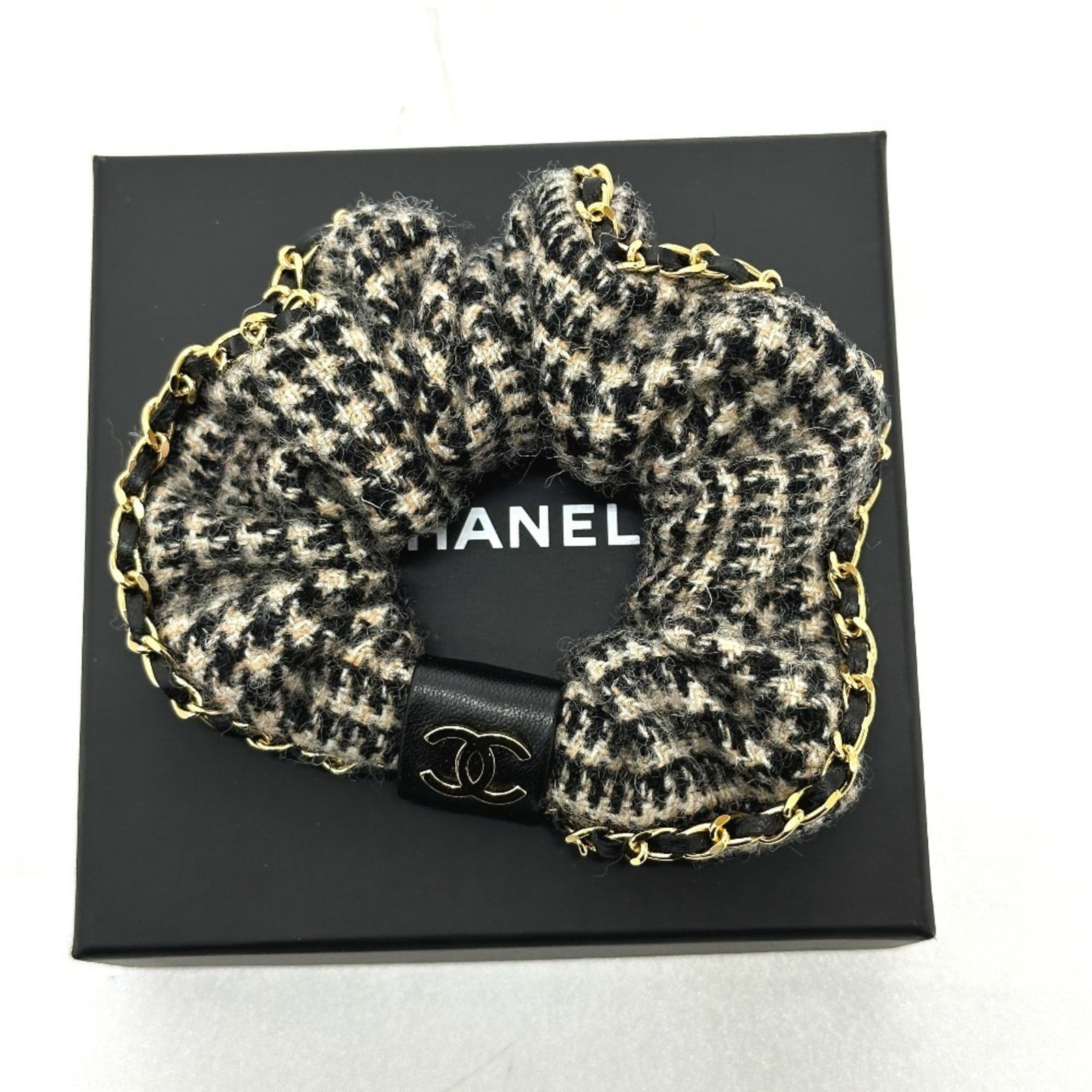 Cotton Leather Scrunchie Chanel - 6