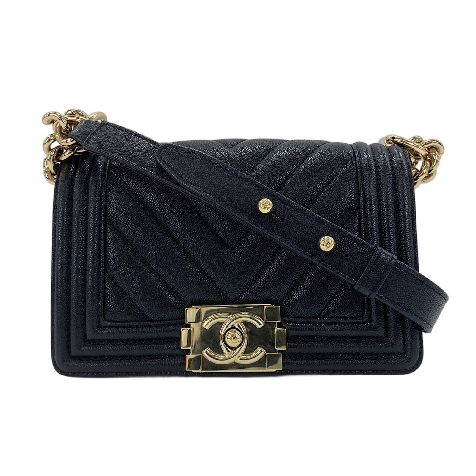 Shoulder Bag by Chanel: Shoulder Bag by Chanel Black Boy Chanel shoulder bag with 110cm strap length, measuring 13cm x 20cm x 6cm. This stylish bag features a sleek design and classic Chanel lines, making it a timeless addit