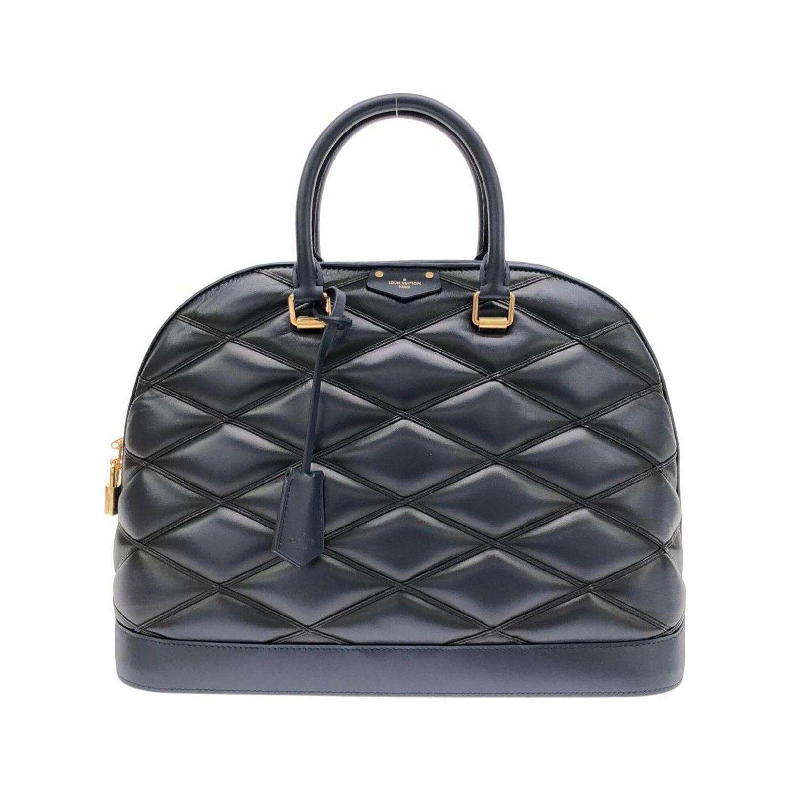 Handbag Leather Louis Vuitton: Handbag Leather Louis Vuitton Blue Lamb Leather Louis Vuitton Handbag, 29cm x 38cm x 18cm, Gold Hardware. This handbag features high-quality lamb leather and gold hardware, making it a stylish and