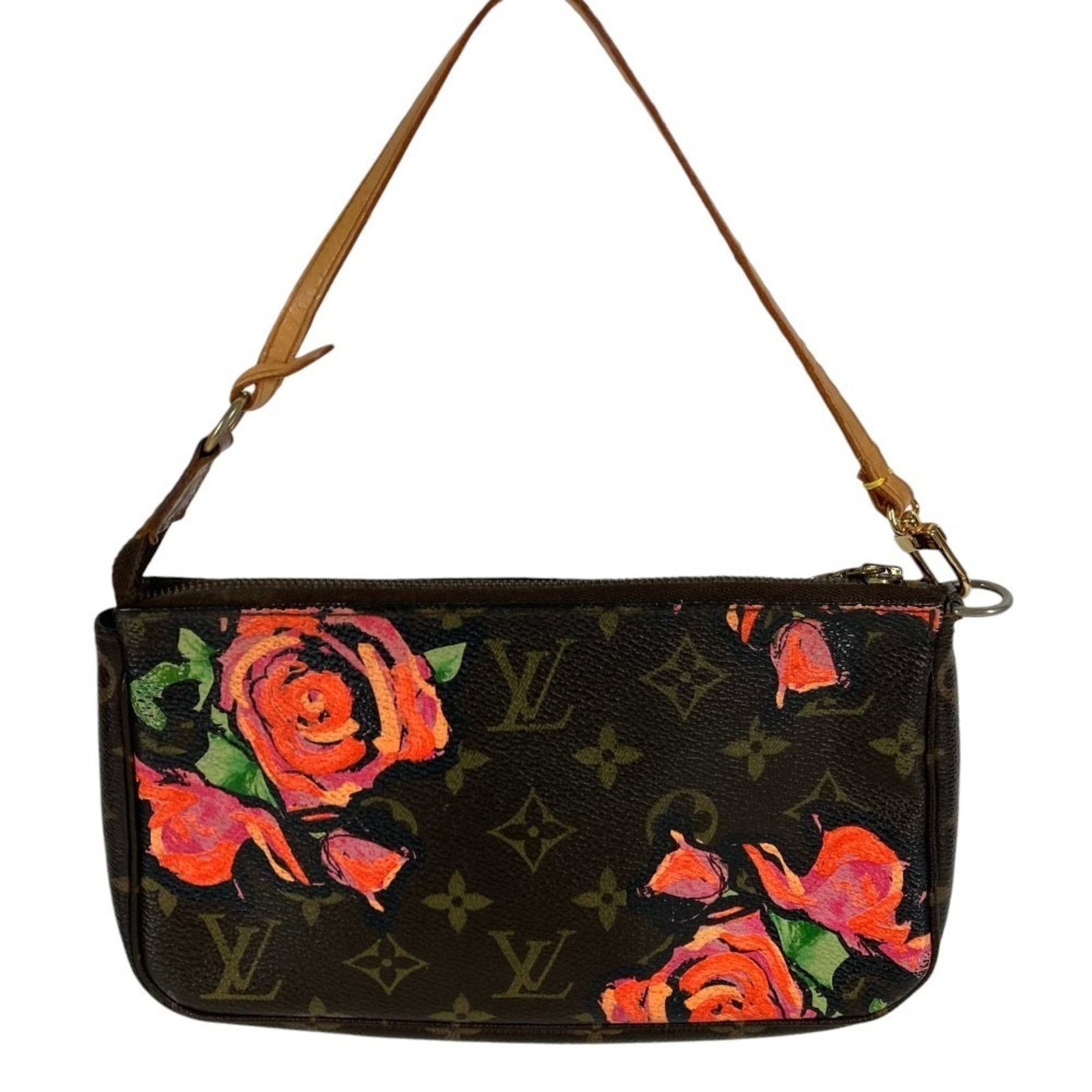 Shoulder Pouch Rose Monogram Vuitton Louis Handbag: Shoulder Pouch Rose Monogram Vuitton Louis Handbag The Louis Vuitton Shoulder Pouch features a striking Monogram Rose design in brown and pink hues, showcasing the iconic brand's signature style.
