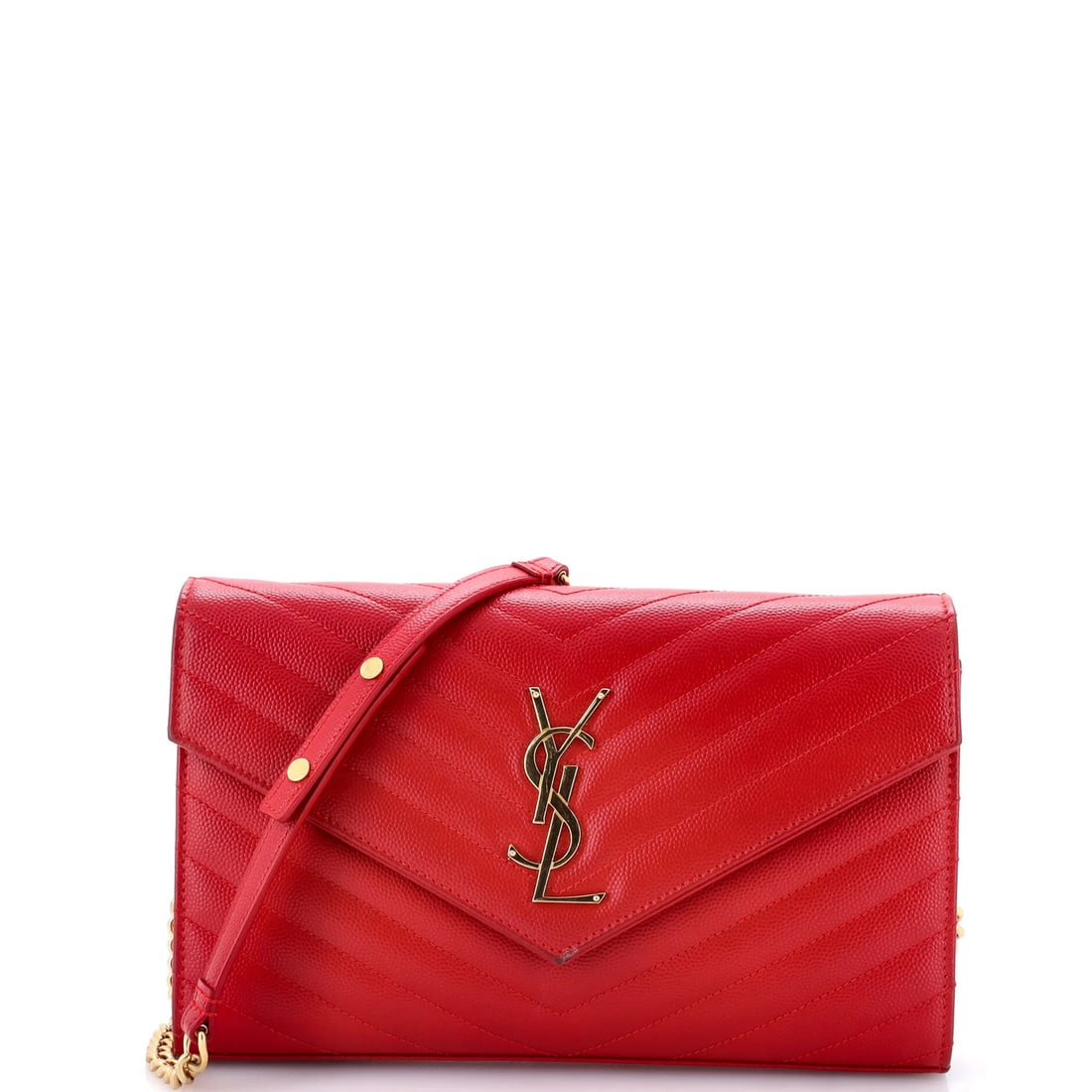 Classic Monogram Wallet on Matelasse Leather Chevron Medium Saint Laurent: Classic Monogram Wallet on Matelasse Leather Chevron Medium Saint Laurent Classic Monogram Wallet on Matelasse Leather Chevron Medium Saint Laurent features a striking red exterior with gold