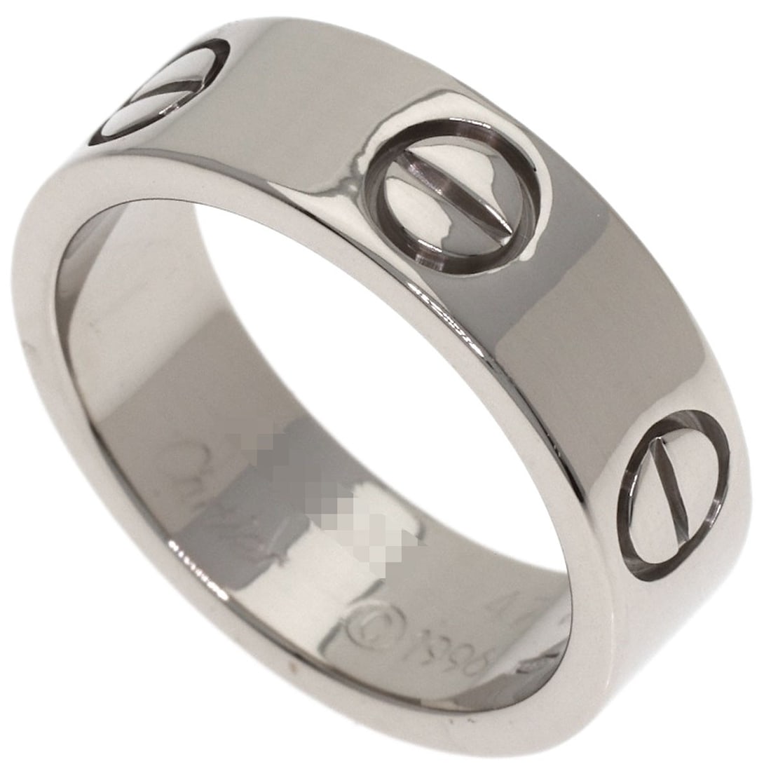 Cartier Love Ring #47 Ring K18 White Gold: Cartier Love Ring #47 Ring K18 White Gold Cartier Love Ring #47 features K18 white gold construction, a hallmark of luxury and sophistication. This silver-toned ring boasts a sleek design without a