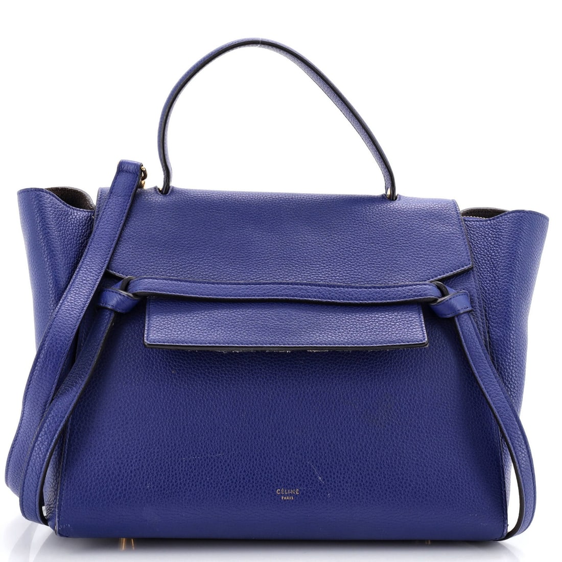 Textured Leather Mini Belt Bag Celine: Textured Leather Mini Belt Bag Celine Textured Leather Mini Belt Bag Celine - A stylish and versatile mini bag with a textured leather exterior in a beautiful blue hue. The bag features a gold-toned