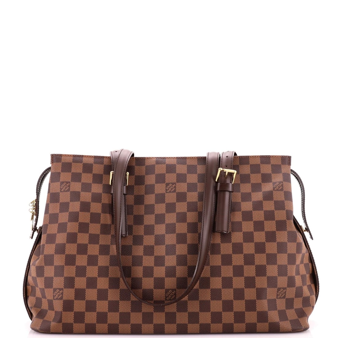 Damier Handbag Louis Vuitton Chelsea: Damier Handbag Louis Vuitton Chelsea The Damier Handbag Louis Vuitton Chelsea is a classic tote with a rich brown canvas exterior and striking red interior. With its sturdy gold hardware and