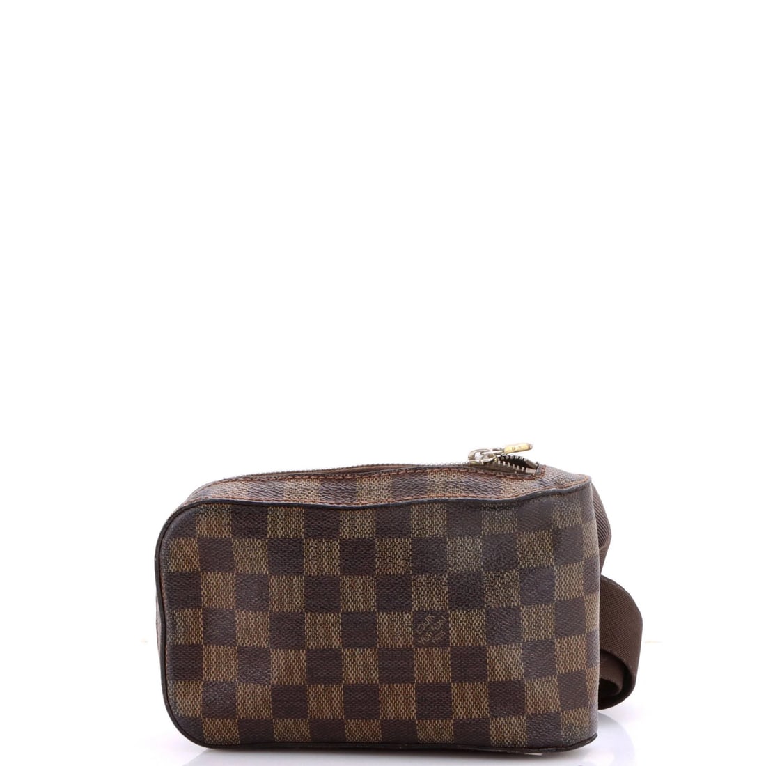 Louis Vuitton Geronimos Waist Bag Damier: Louis Vuitton Geronimos Waist Bag Damier The Louis Vuitton Geronimos Waist Bag Damier is a classic, canvas-coated belt bag with a rich brown exterior and gold hardware. Measuring 5" tall, 7.5" wide, a