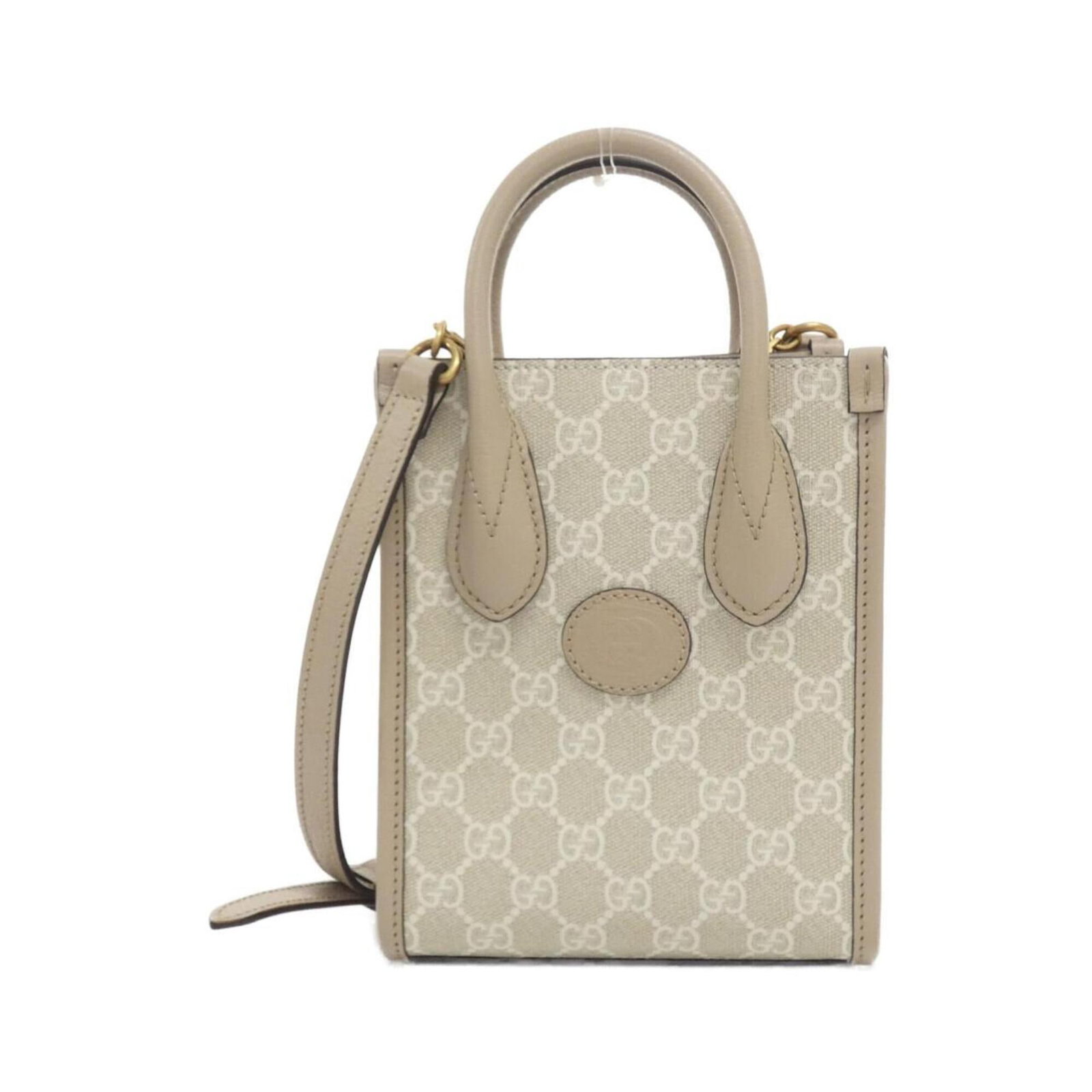 Handbag Supreme Gucci Leather: Handbag Supreme Gucci Leather GG Supreme Leather Handbag in Beige and White, measuring 19cm x 16cm x 7cm. This iconic Gucci design features the signature GG Supreme pattern, crafted from high-quality 
