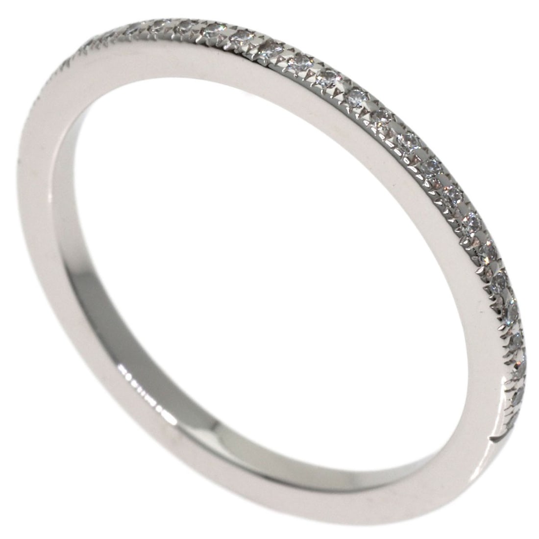 Tiffany&Co. Half Eternity Diamond Ring Platinum Pt950: Tiffany&Co. Half Eternity Diamond Ring Platinum Pt950 Tiffany&Co.'s Half Eternity Diamond Ring is a stunning platinum piece, featuring a silver metal exterior and a main stone of diamond. The ring's p