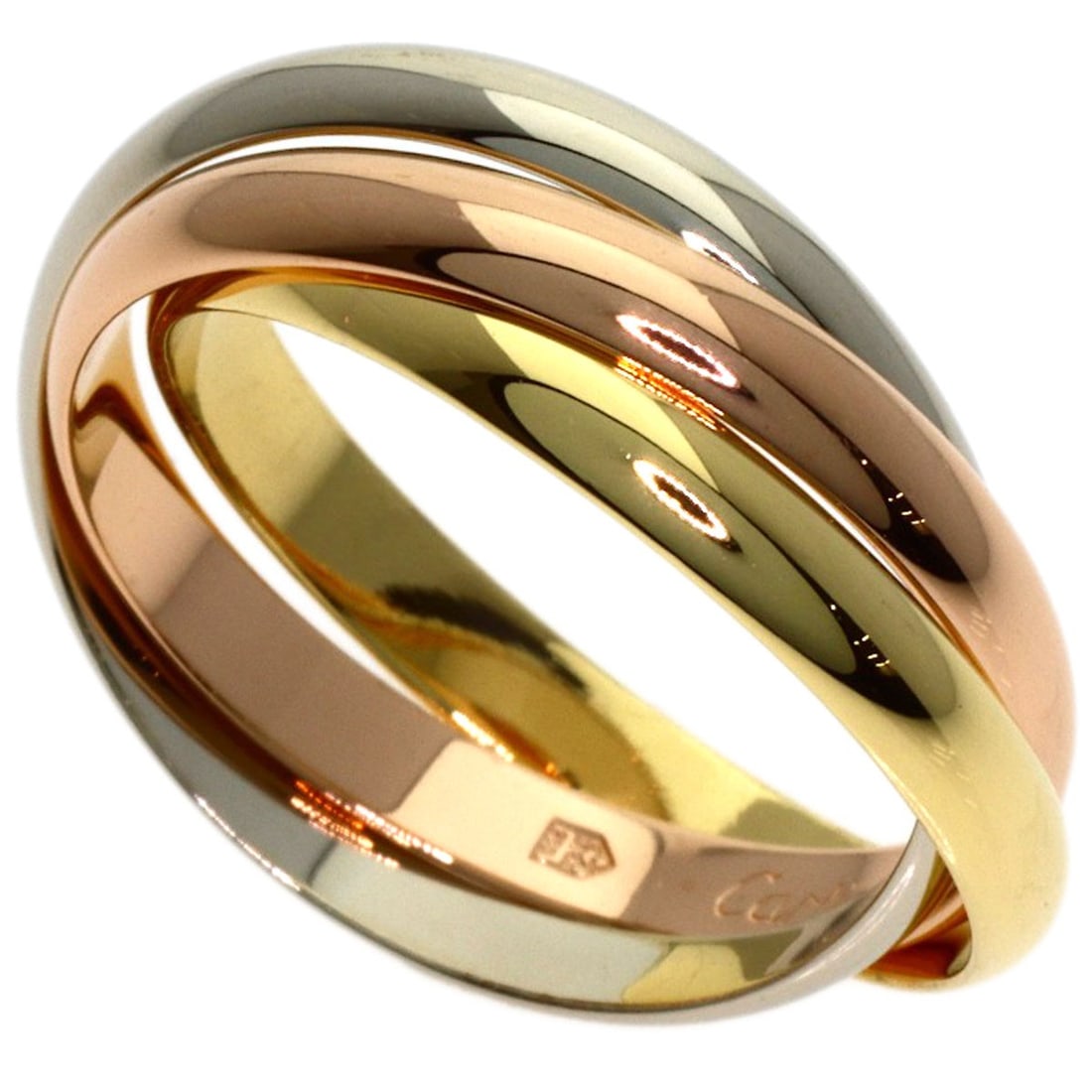 Cartier Trinity Yellow Gold K18 White Gold K18 Sm Ring #50: Cartier Trinity Yellow Gold K18 White Gold K18 Sm Ring #50 Cartier Trinity Yellow Gold K18 White Gold K18 Sm Ring #50 is a stunning gold ring featuring K18 yellow gold and K18 white gold, showcasing