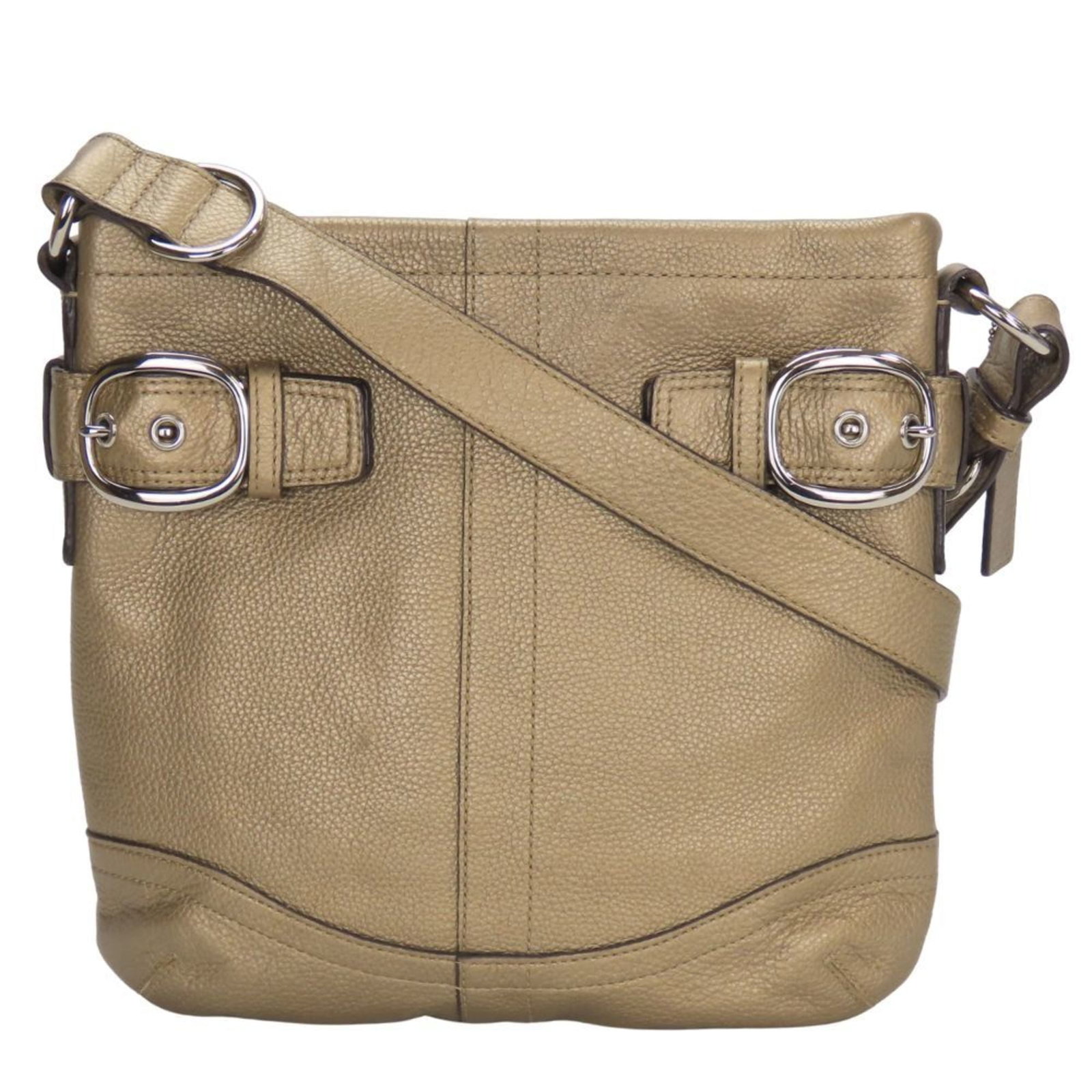 Shoulder Bag Leather Coach: Shoulder Bag Leather Coach Gold brown leather shoulder bag from Coach, measuring 27cm x 28cm x 3cm. The bag's classic design and premium leather construction make it a timeless accessory. With its