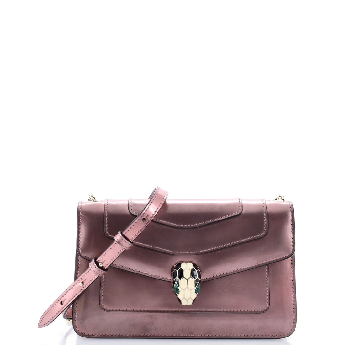 Bvlgari Serpenti Forever Small Leather Bag Metallic Shoulder: Bvlgari Serpenti Forever Small Leather Bag Metallic Shoulder The Bvlgari Serpenti Forever Small Leather Bag Metallic Shoulder boasts a striking metallic exterior, adding a touch of glamour to any outf