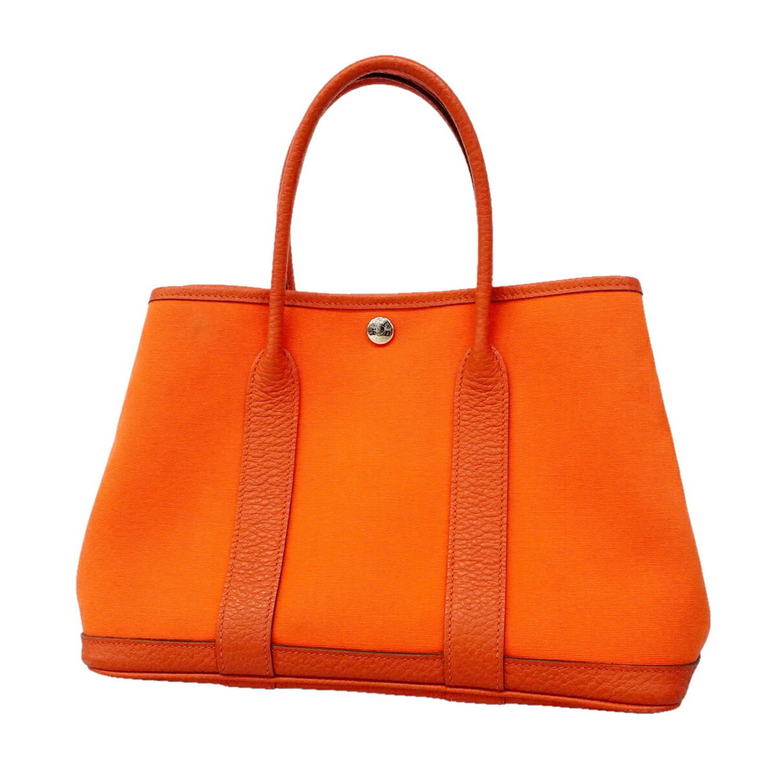 Handbag Toile Hermes Officier: Handbag Toile Hermes Officier The iconic Toile d'Herm?s Officier handbag features a vibrant sanguine color and sleek silver hardware, adding a touch of sophistication to any outfit. Made from high-qua