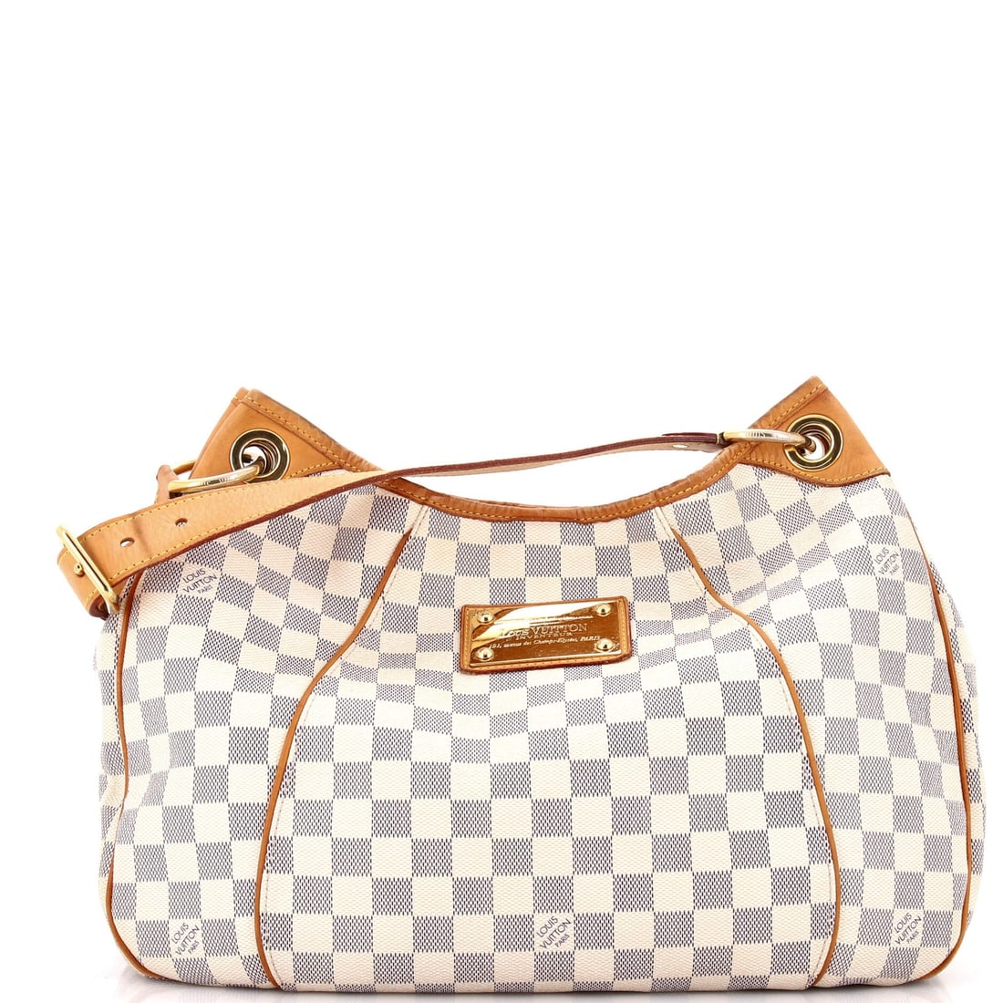 Handbag Louis Vuitton Damier Galliera PM: Handbag Louis Vuitton Damier Galliera PM White canvas coated Louis Vuitton Damier Galliera PM handbag with gold hardware, measuring 11.5" tall and 16" wide, features a classic hobos style with a signa