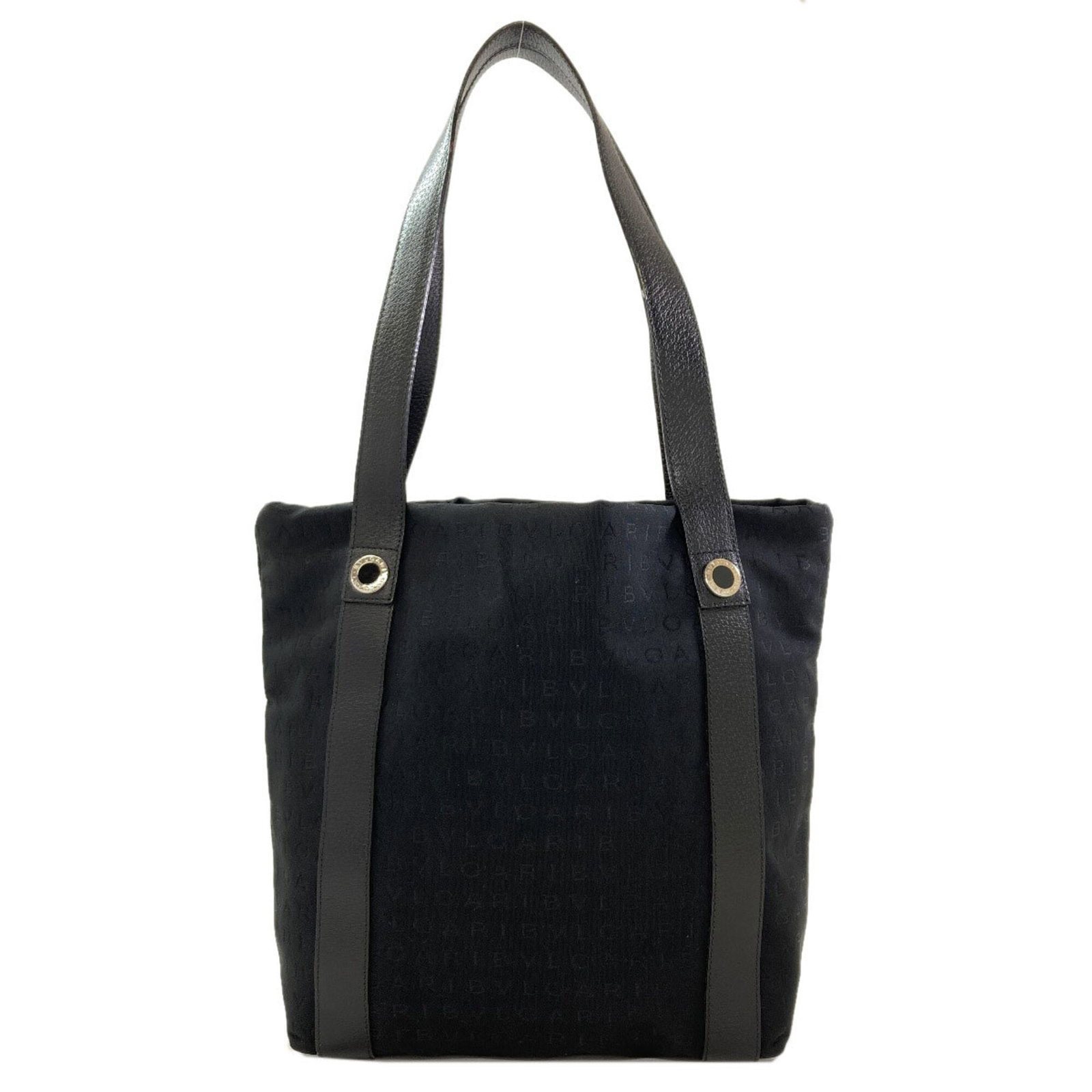 Canvas Tote Bag by Bvlgari: Canvas Tote Bag by Bvlgari Canvas Tote Bag by Bvlgari - A sleek and sophisticated black canvas tote bag, bearing the signature of the renowned luxury brand Bvlgari. Measuring 32cm x 28cm x 11cm, this