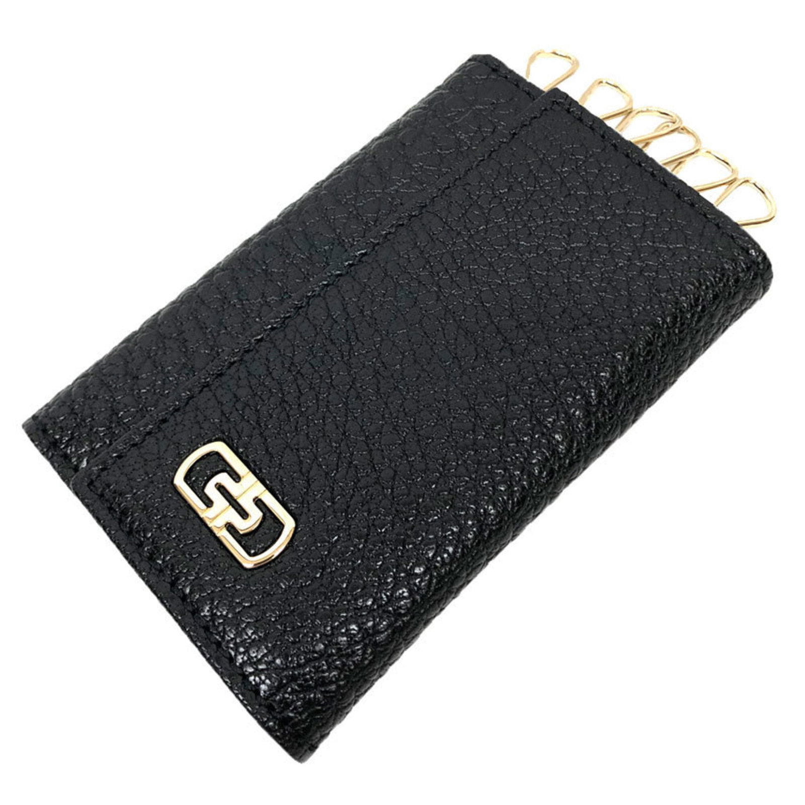 Bvlgari leather keycase: Bvlgari leather keycase Bvlgari's sleek black leather keycase is crafted from high-quality goatskin, providing a durable and stylish accessory for everyday use. Measuring 6.5cm x 10cm x 1cm, this