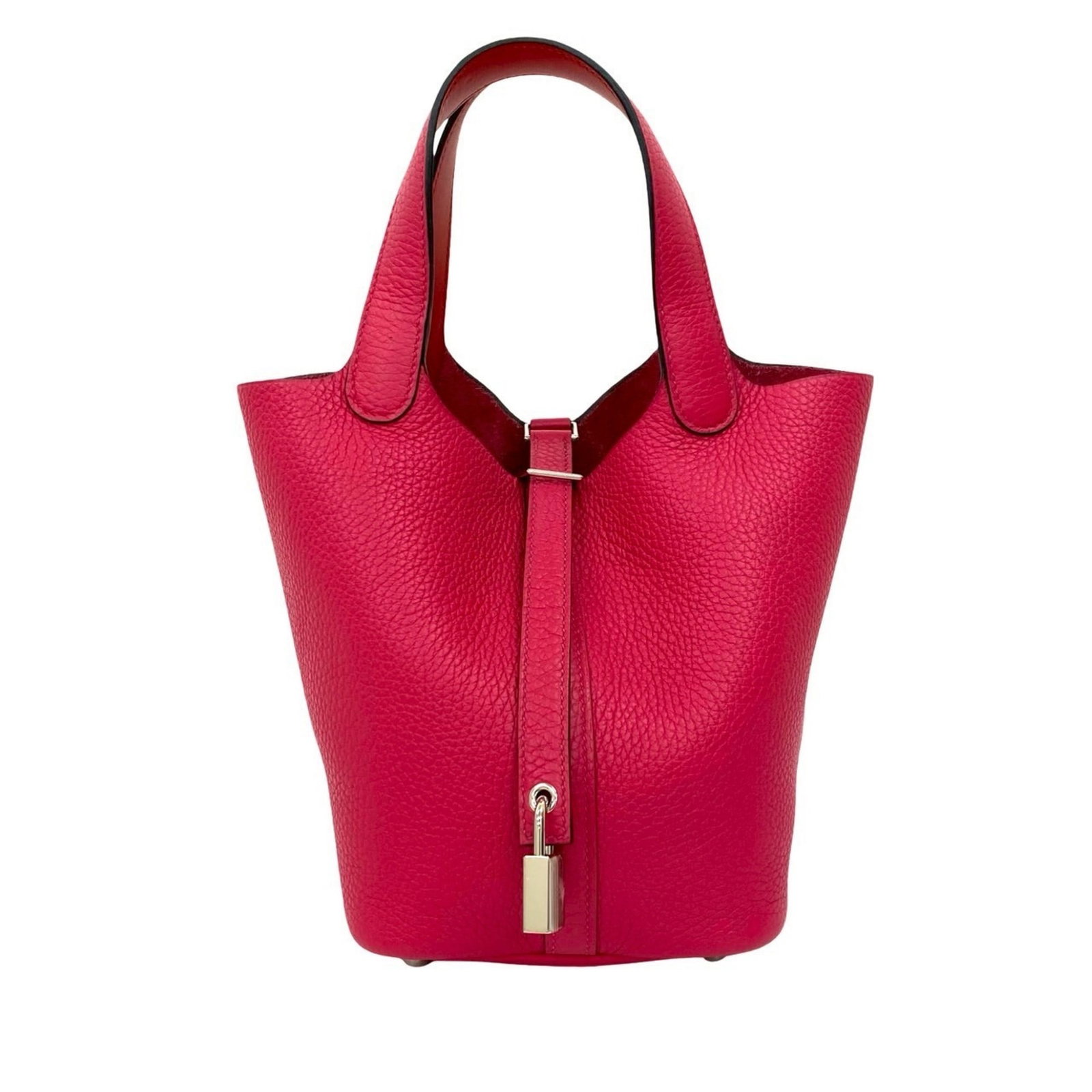 Clemence Tote Bag Hermes Leather Taurillon: Clemence Tote Bag Hermes Leather Taurillon Taurillon clemence leather gives this Herm?s tote bag a unique, sophisticated look. The pink color adds a touch of femininity, while the key and padlock