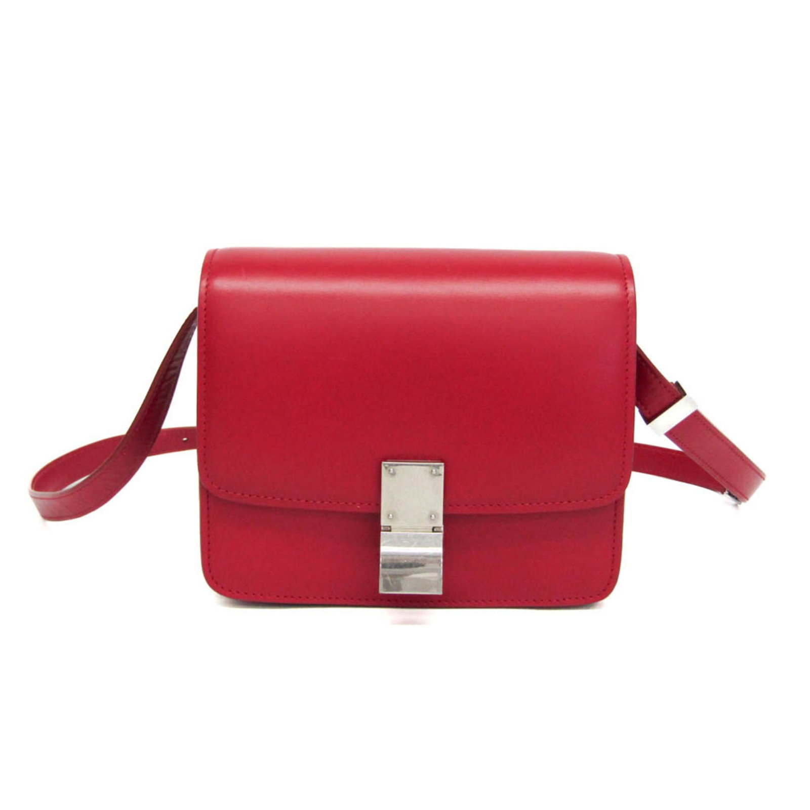 Shoulder Bag Leather Celine: Shoulder Bag Leather Celine Red leather shoulder bag with a Classic Box Small design from Celine, featuring a zipper pocket and adjustable strap that can be customized to fit your size. The bag
