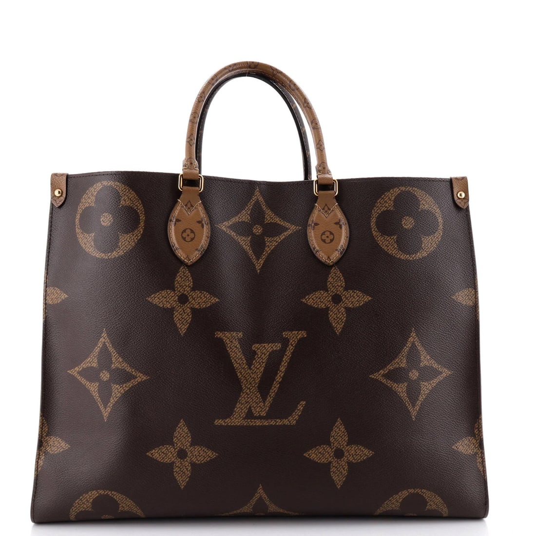 OnTheGo Tote Reverse Giant Monogram Louis Vuitton: OnTheGo Tote Reverse Giant Monogram Louis Vuitton Brown OnTheGo Tote Reverse Giant Monogram Louis Vuitton with a classic design featuring a giant monogram pattern, this canvas-coated tote boasts a
