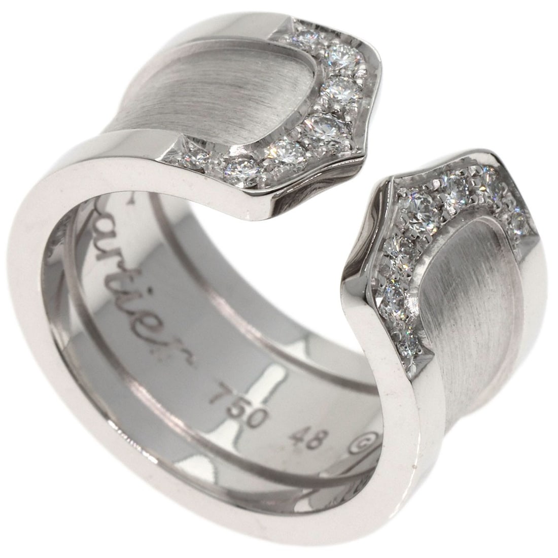 Diamond Lm Ring K18 White Gold Cartier C2: Diamond Lm Ring K18 White Gold Cartier C2 K18 White Gold Cartier C2 Diamond Ring for a timeless elegance, this silver metal ring features a diamond main stone set in a striking open ring closure, all