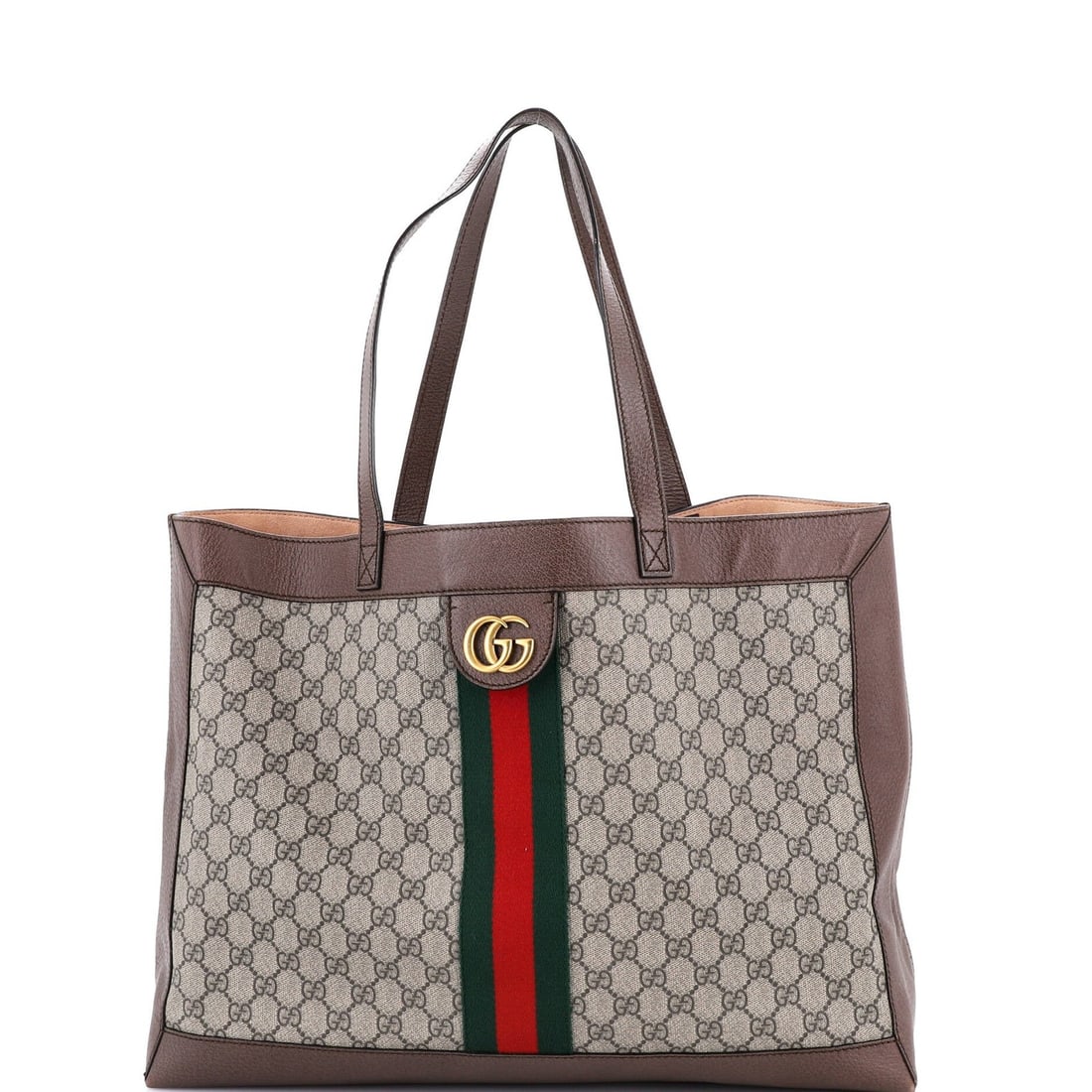 Gucci Disney Three Little Pigs Ophidia Soft Open Tote GG Coated Canvas East West: Gucci Disney Three Little Pigs Ophidia Soft Open Tote GG Coated Canvas East West Brown East West Gucci Disney Three Little Pigs Ophidia Soft Open Tote features a canvas coated exterior with a neutral