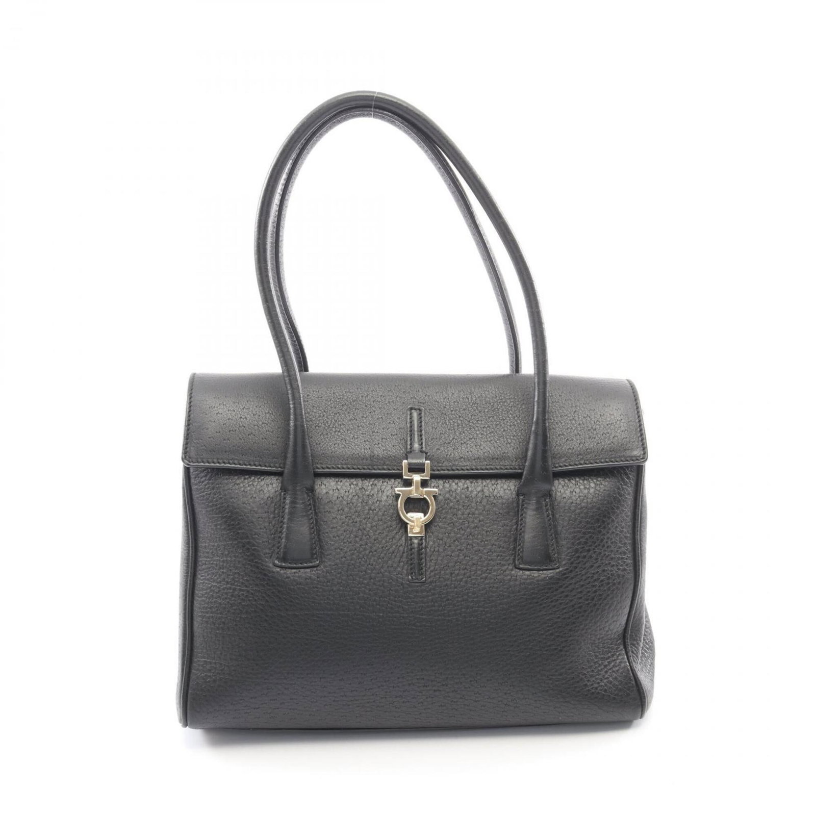 Ferragamo Salvatore Handbag Leather Bag Shoulder: Ferragamo Salvatore Handbag Leather Bag Shoulder Black leather shoulder bag with a 22cm x 28cm x 10cm size, perfect for everyday use. The Salvatore Ferragamo brand is known for its high-quality