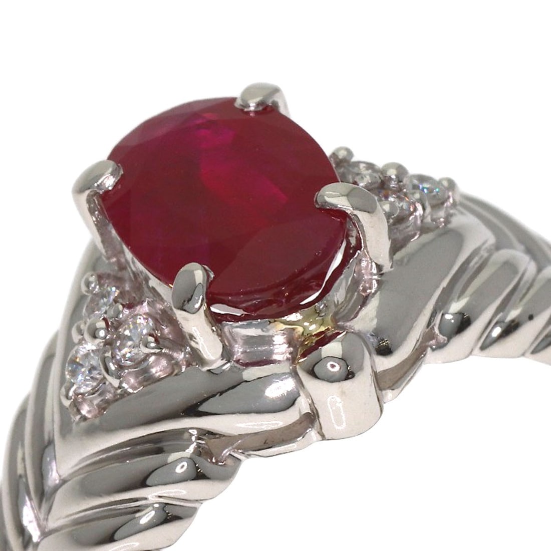 2.33Ct Ruby Diamond Ring Platinum Pt900 11.92G - 10