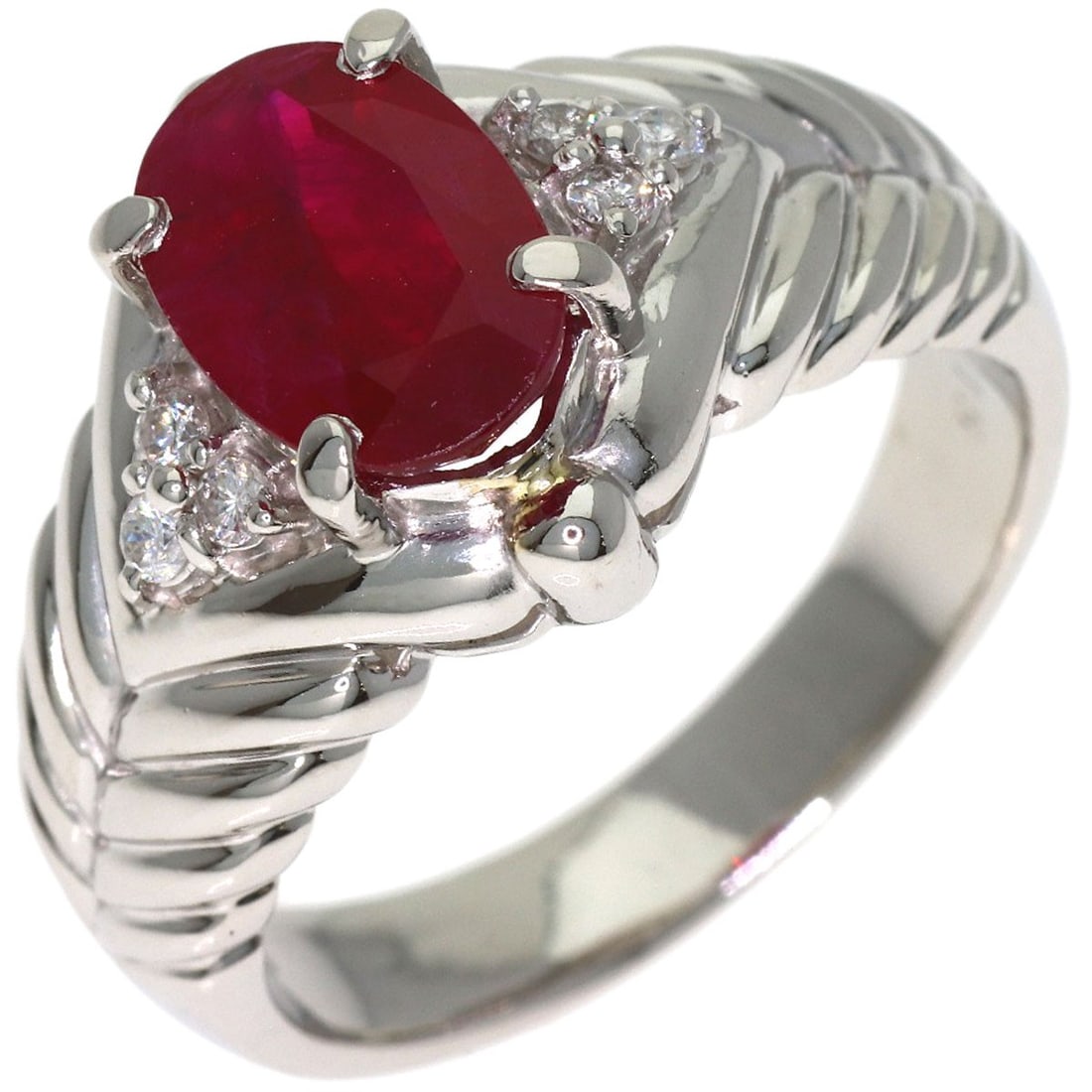2.33Ct Ruby Diamond Ring Platinum Pt900 11.92G - 2