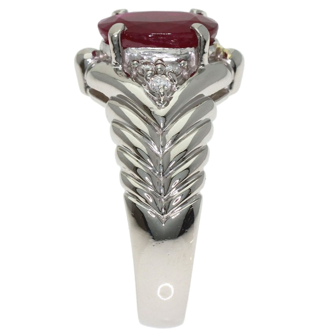 2.33Ct Ruby Diamond Ring Platinum Pt900 11.92G - 3