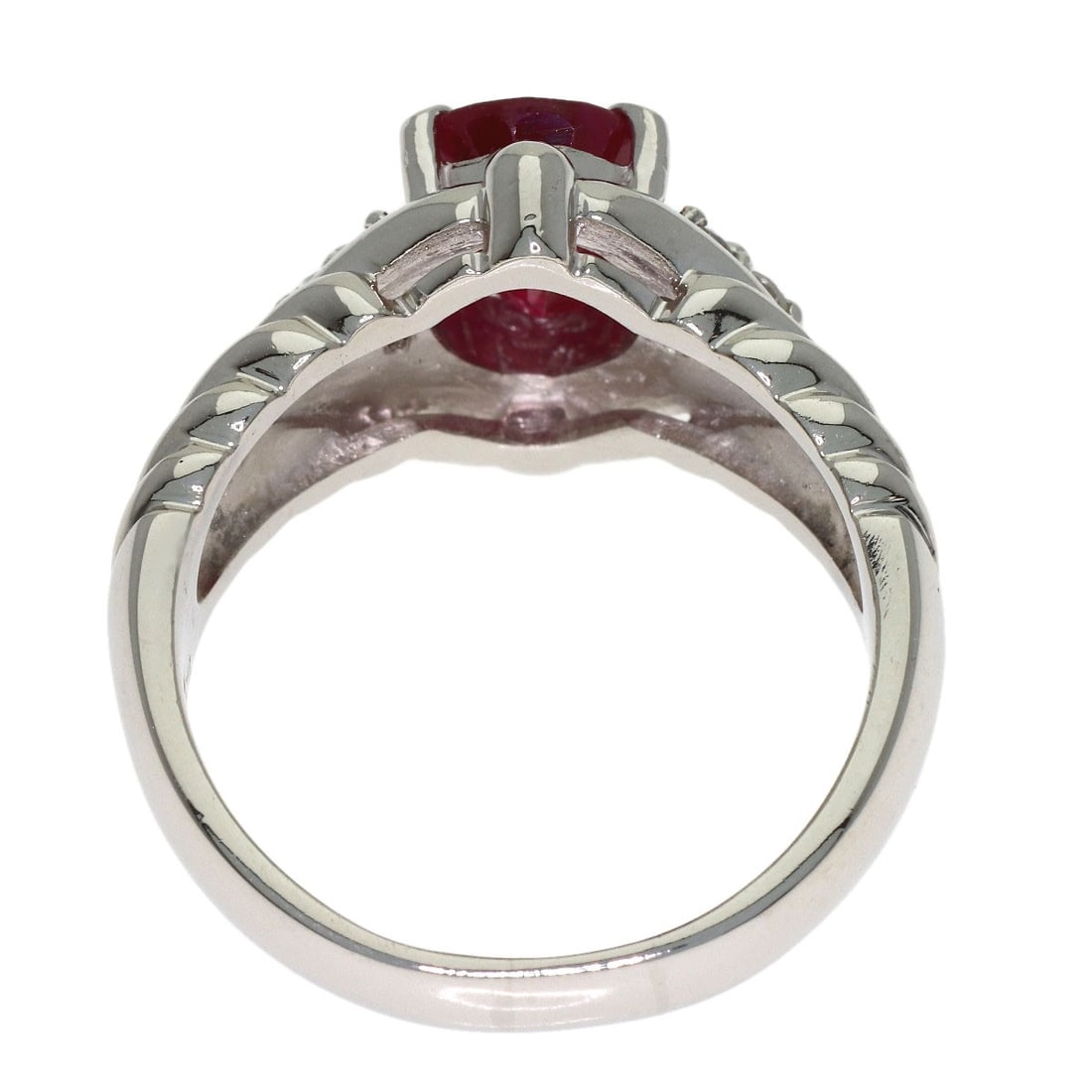 2.33Ct Ruby Diamond Ring Platinum Pt900 11.92G - 4
