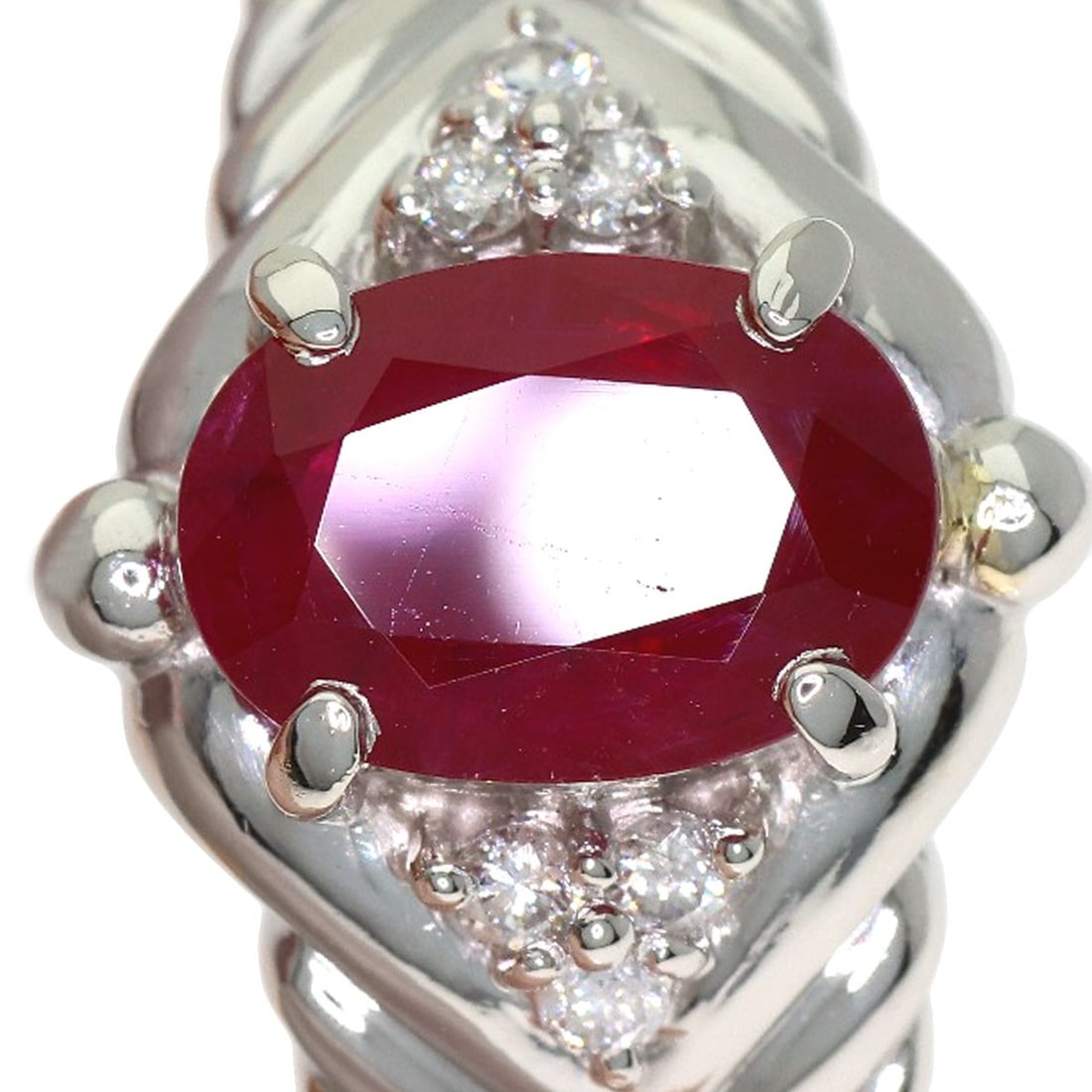 2.33Ct Ruby Diamond Ring Platinum Pt900 11.92G - 9