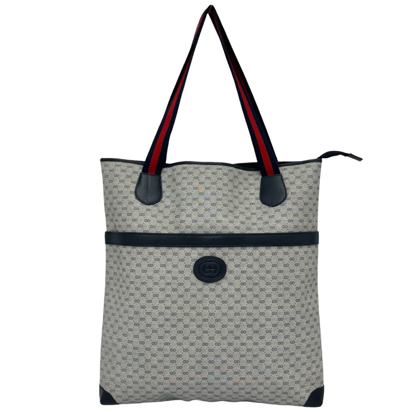 Shoulder Bag Tote Leather Pvc Gucci Bag: Shoulder Bag Tote Leather Pvc Gucci Bag Navy and Red color Gucci Shoulder Bag Tote made from high-quality Leather and PVC materials, measuring 43cm x 38cm x 7.5cm. This stylish tote bag features a