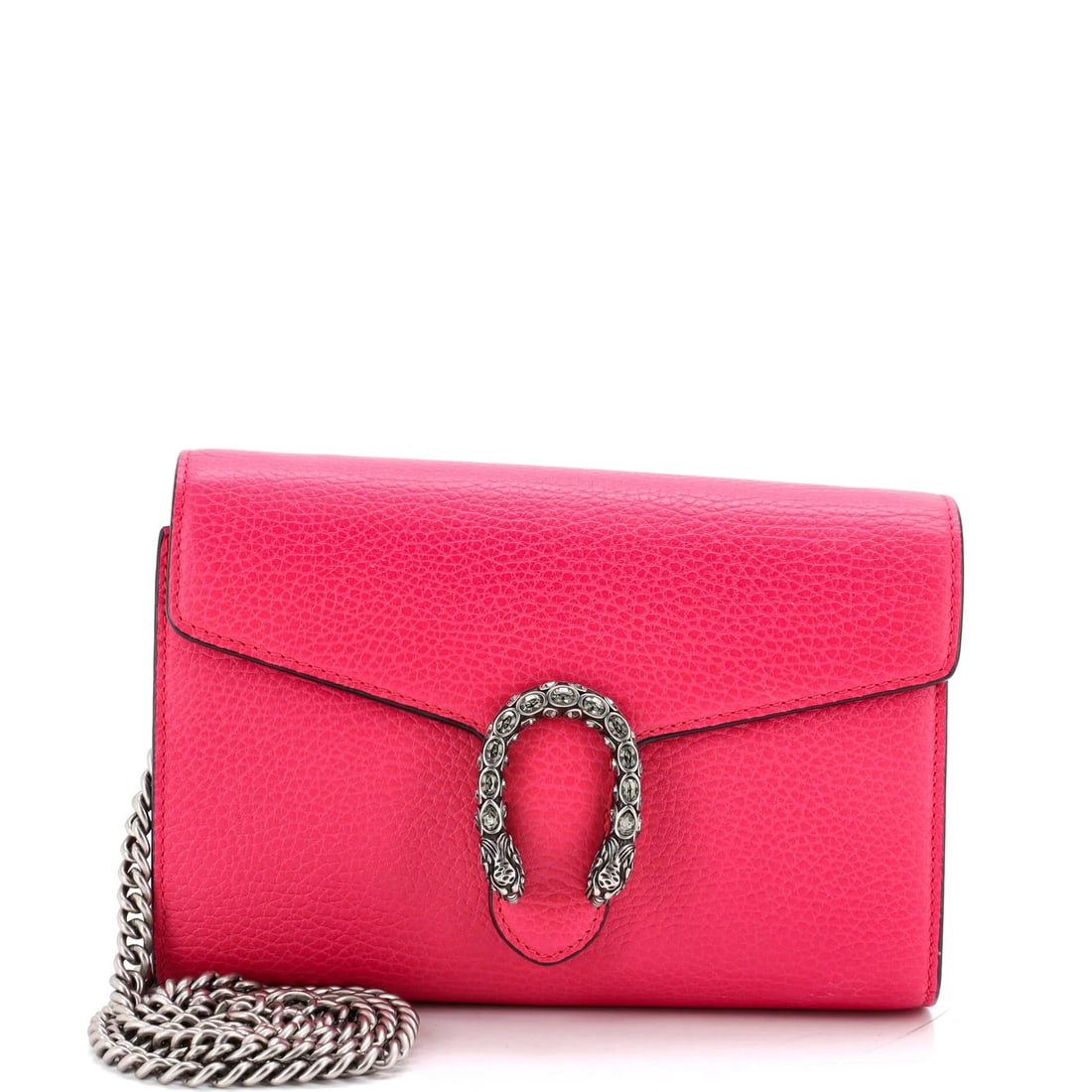 Chain Wallet Leather with Embellished Detail Small Gucci Dionysus: Chain Wallet Leather with Embellished Detail Small Gucci Dionysus Crystal leather exterior with a distinctive pink hue, the Gucci Dionysus Chain Wallet Leather features an embellished detail and a sma