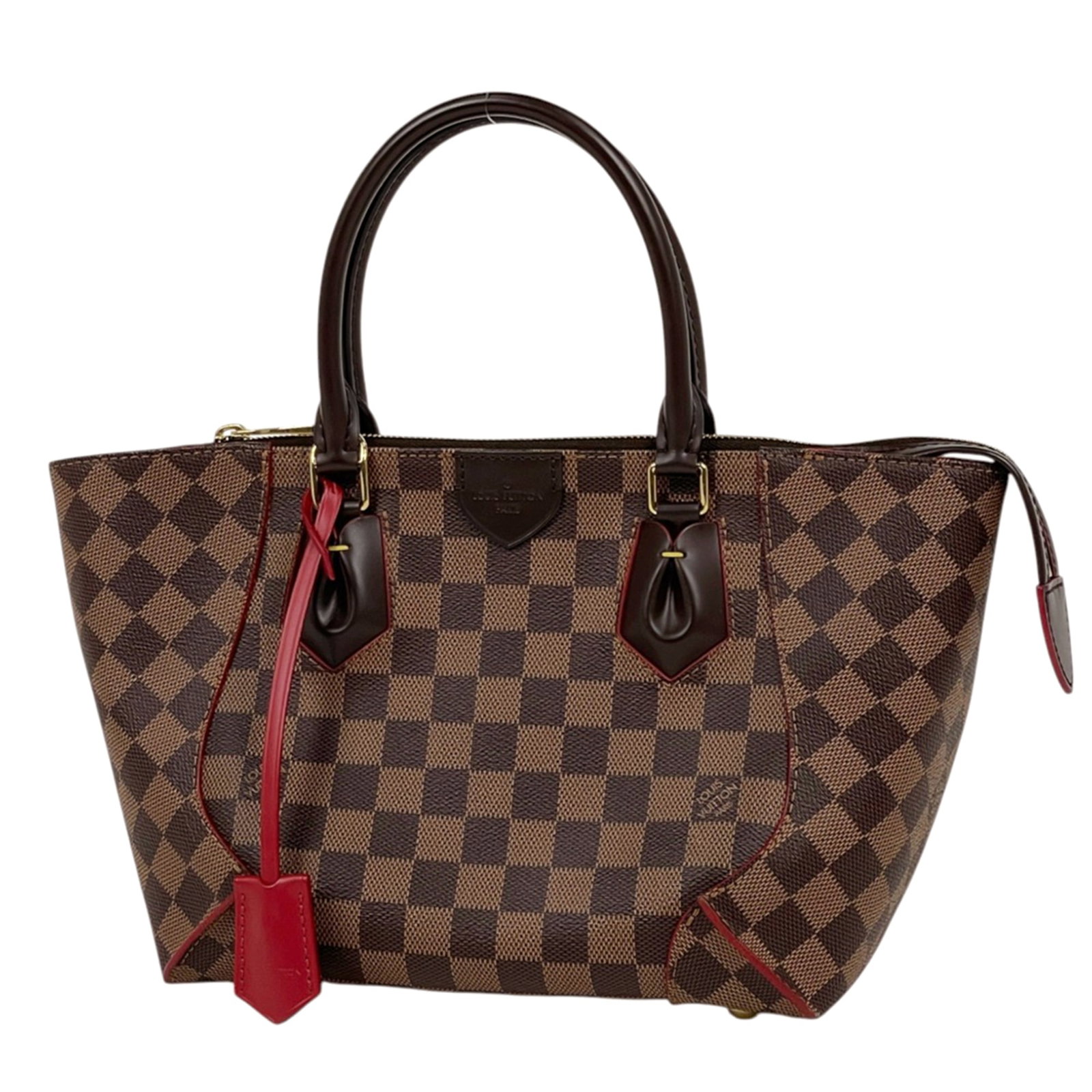 Handbag Louis Vuitton: Handbag Louis Vuitton Cerise, Damier Canvas, and red accents come together in this Louis Vuitton handbag, a stylish and classic design that combines the iconic Damier pattern with a bold, poppy