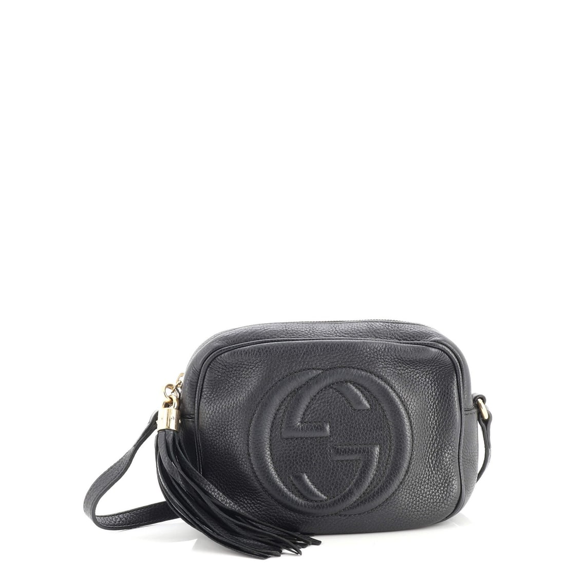 Small Leather Crossbody Disco Soho Gucci Bag: Small Leather Crossbody Disco Soho Gucci Bag Small Leather Crossbody Disco Soho Gucci Bag in Black with Gold Hardware. This stylish crossbody bag features a sleek black leather exterior with minor cre