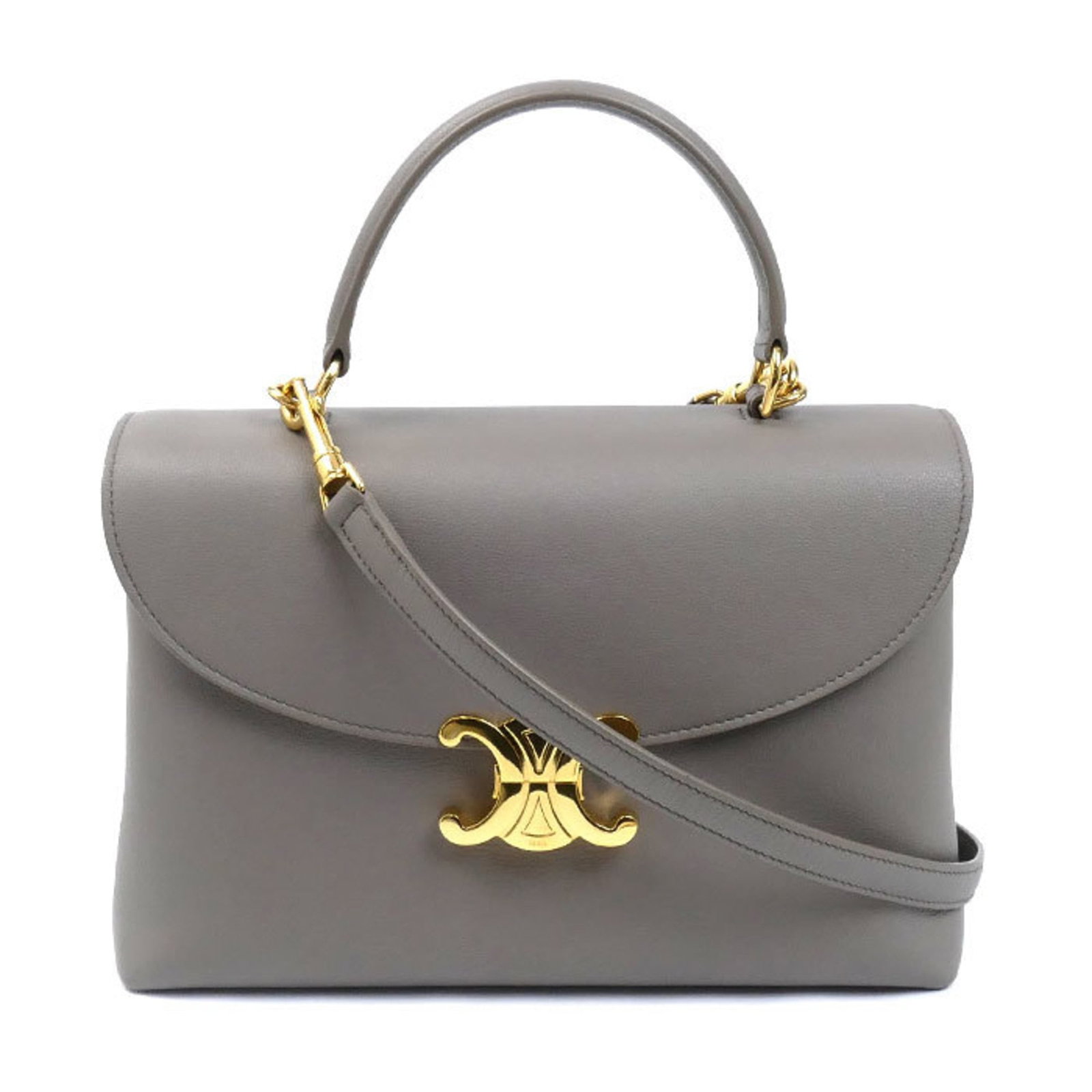 Shoulder Bag Leather Celine: Shoulder Bag Leather Celine Calfskin leather shoulder bag from Celine, crafted in France with gold hardware. Measuring 17.5cm x 25cm x 10cm, this stylish bag features a classic design. Made from high-
